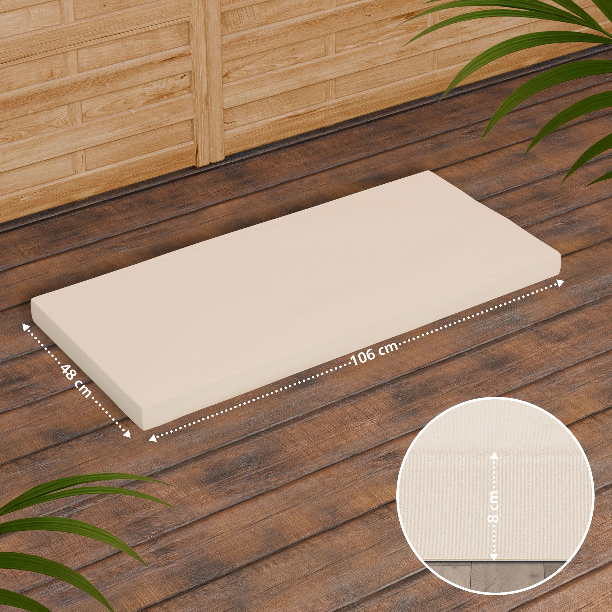 Teakbank Daxon mit Sitzkissen 120 cm, creme