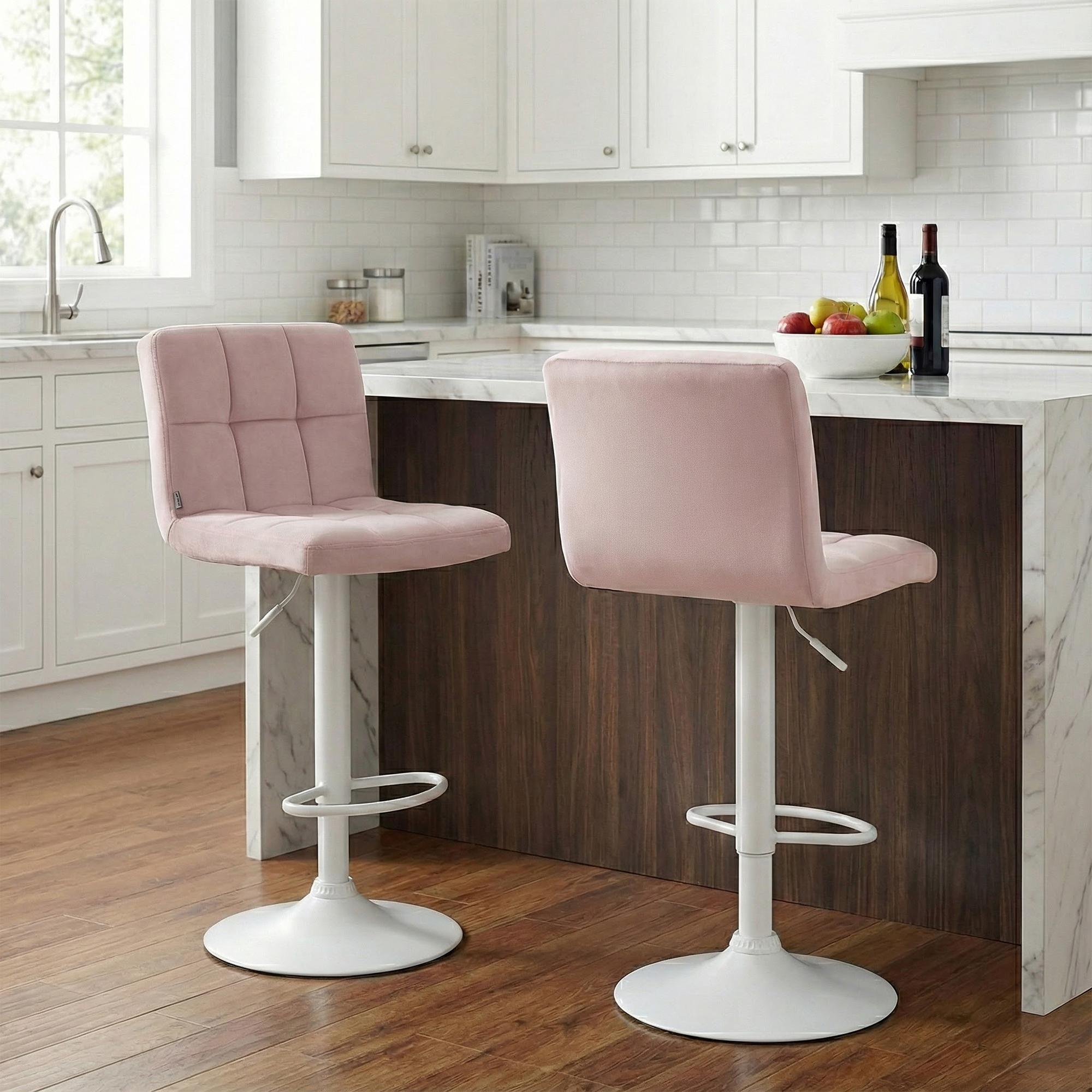 2er Set Barhocker Peru Samt weiß, rosa