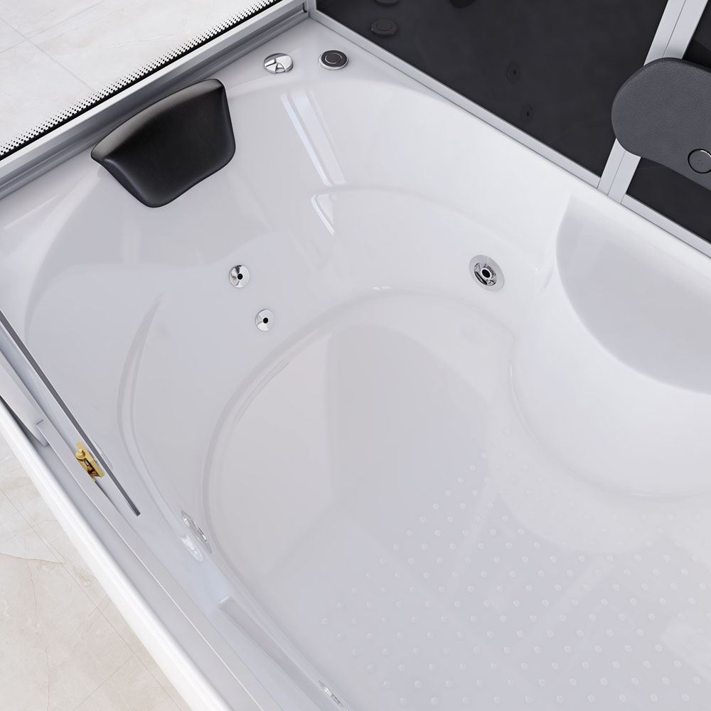 Dampfdusche mit Whirlpoolfunktion und LED-Beleuchtung DIAMOND BIG - 190 x 100 cm Schwarz