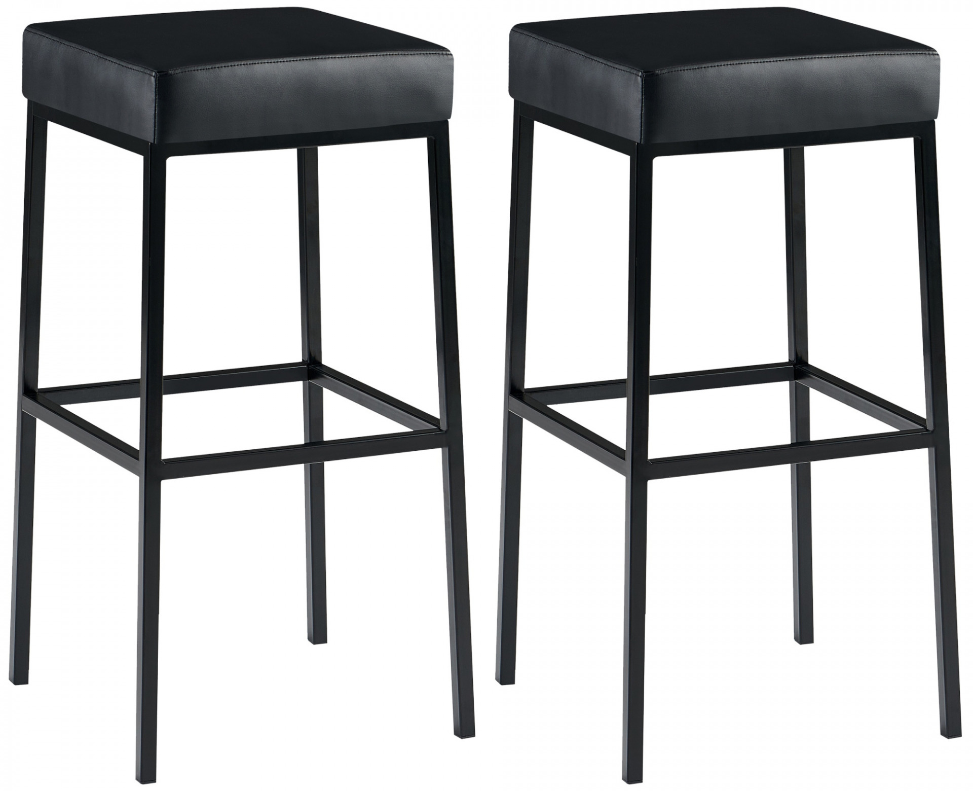 2er Set Barhocker Montreal 80 Kunstleder schwarz, schwarz