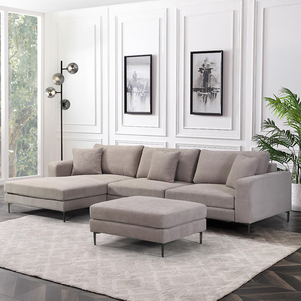 Sofa BELLANO L - 340 x 188 cm Links Cord Beige