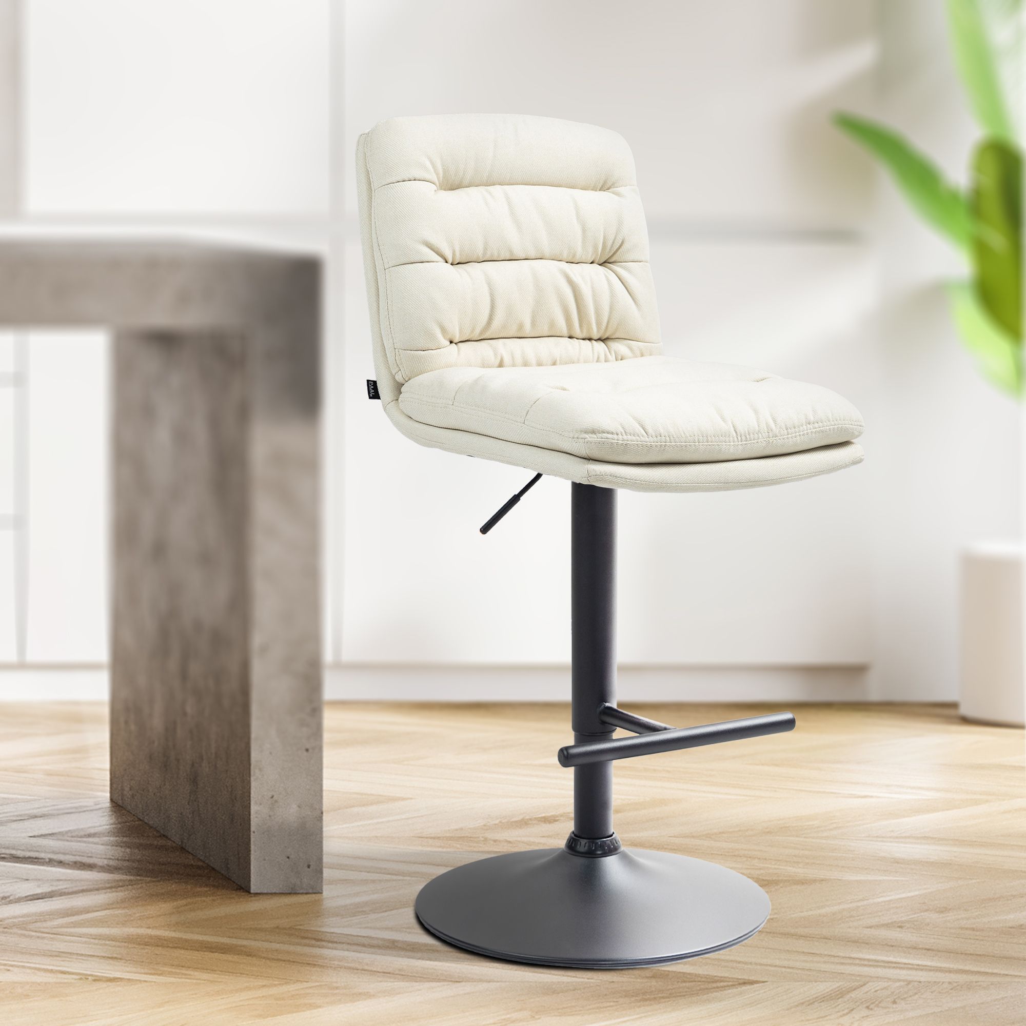 Barhocker Damar Stoff schwarz, creme