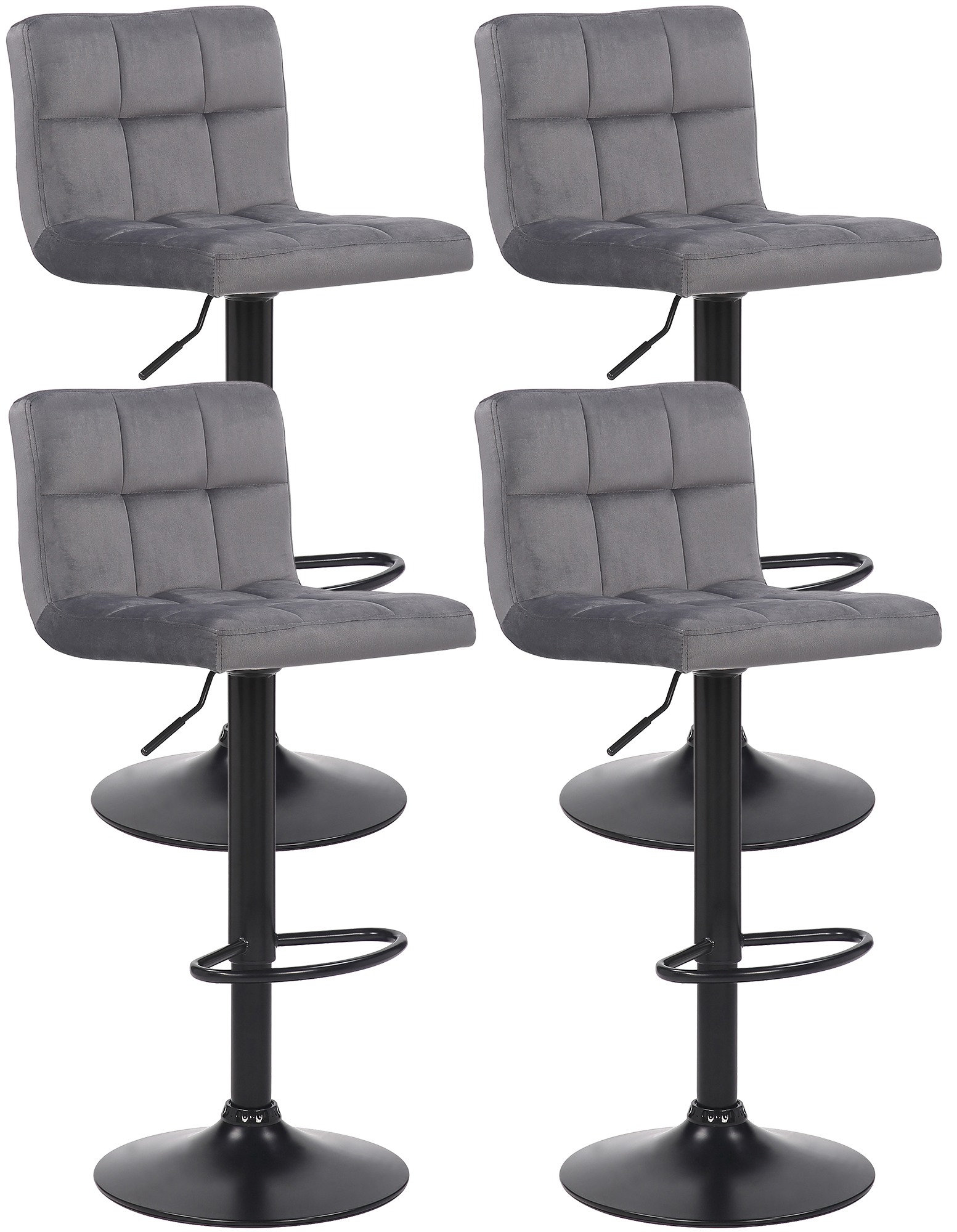 4er Set Barhocker Feni Samt, grau
