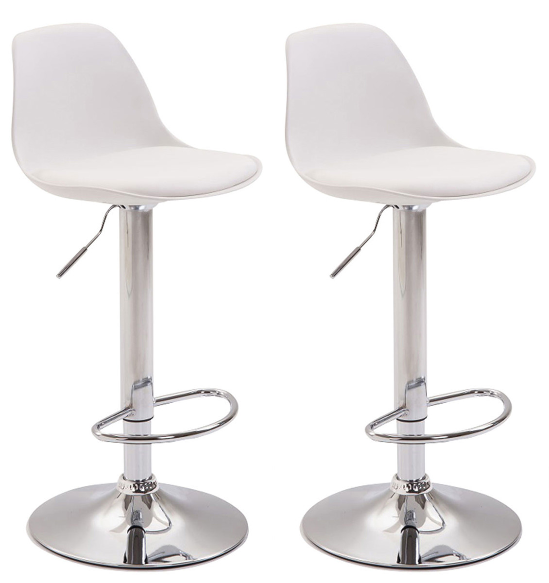 2er Set Barhocker Kiel Kunststoff chrom, weiß