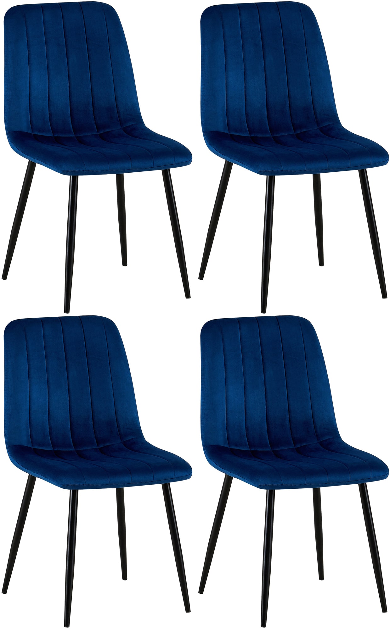 4er Set Stühle Dijon Samt, blau
