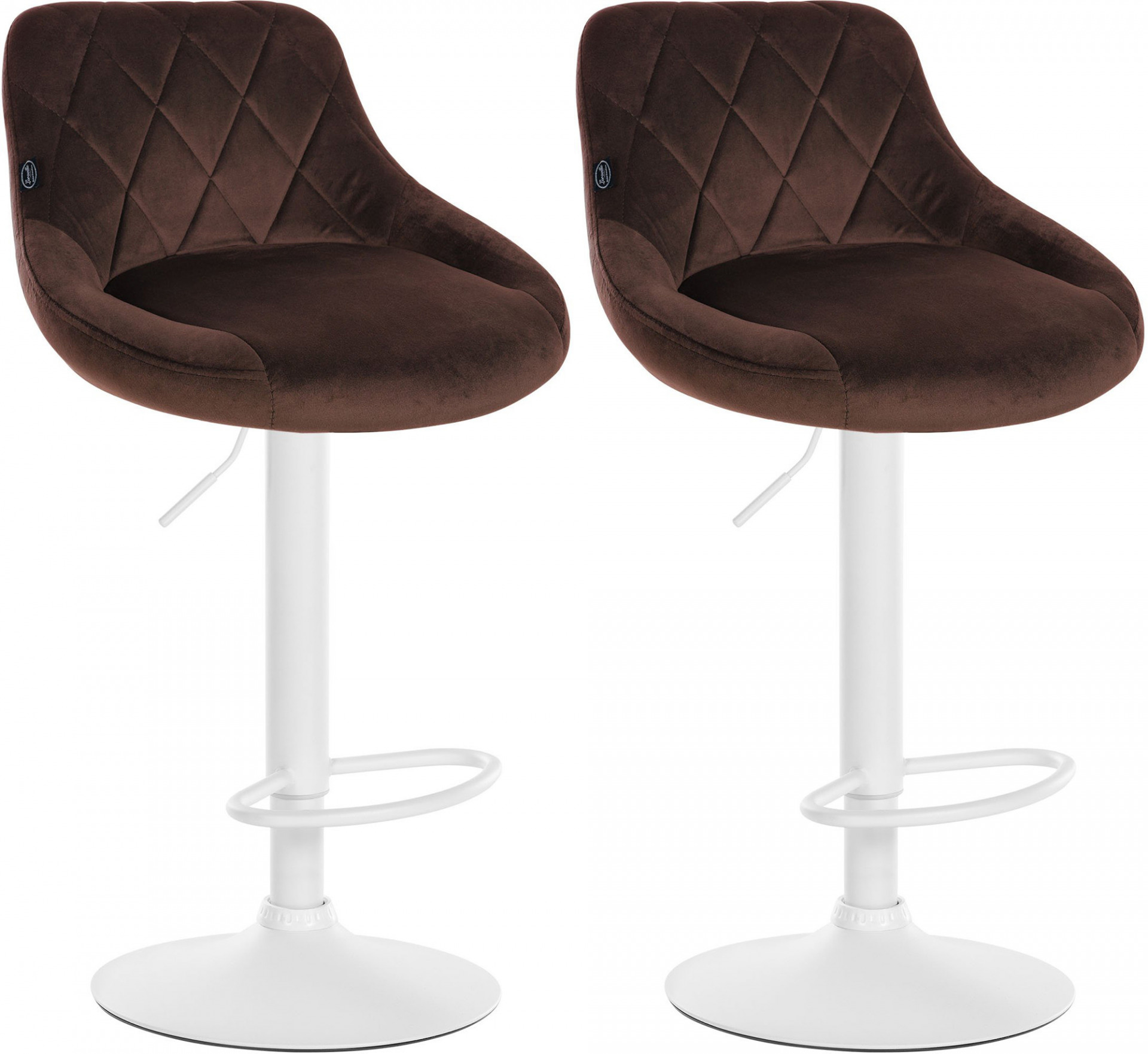 2er Set Barhocker Lazio Samt weiß, braun