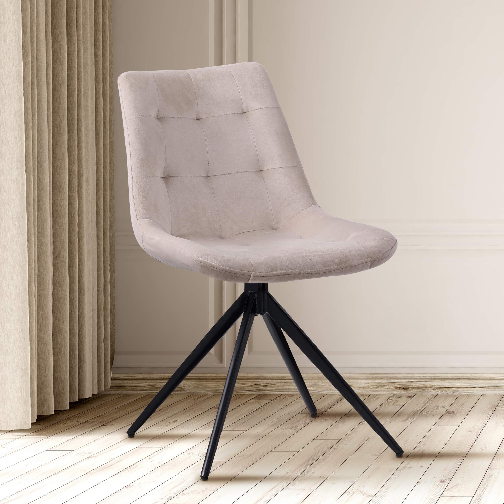 2er Set Esszimmerstuhl Merna Samt, creme