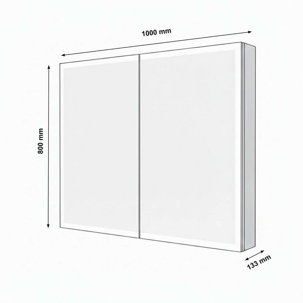 LED-Spiegelschrank EVE Schwarz - 80 x 60 cm
