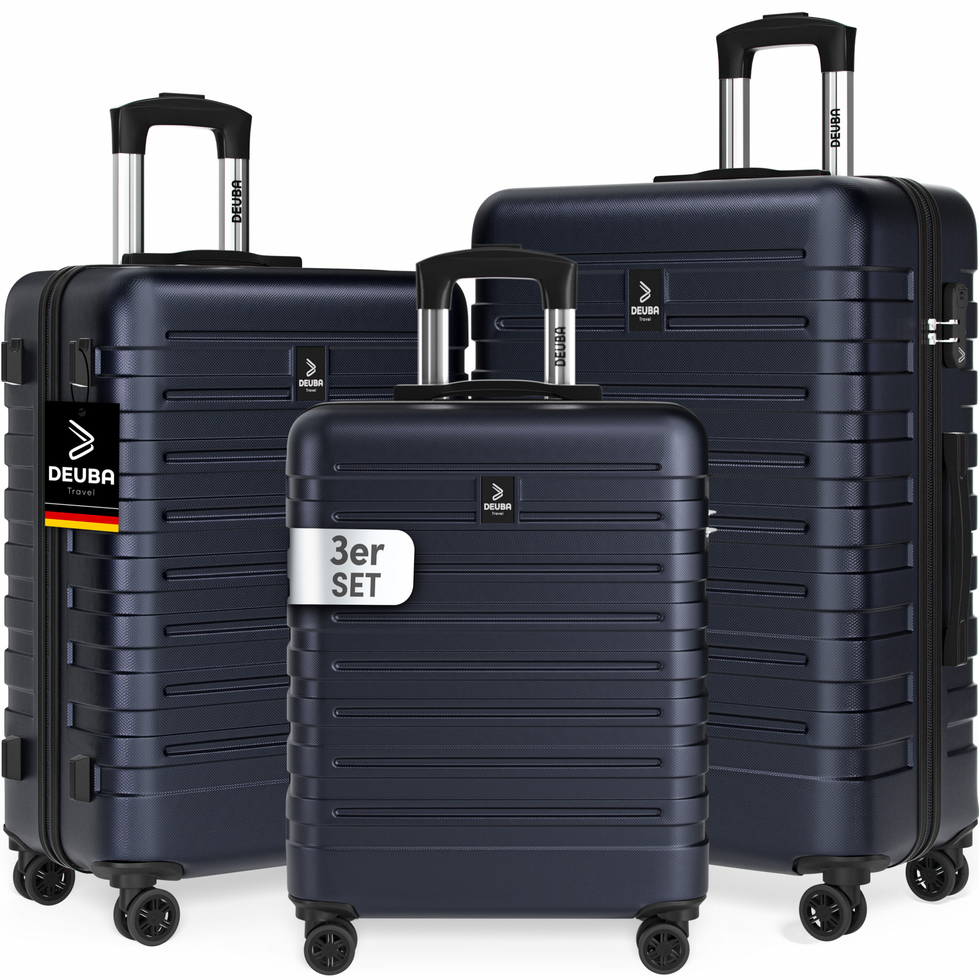 Hartschalenkoffer New York Set 3-tlg Dunkelblau Rollen 360º ABS