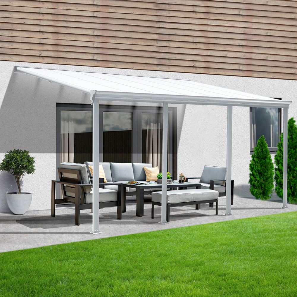 Terrassenüberdachung SOLIS - 618 / 625 x 303 / 300 x 278 / 226 cm Weiß