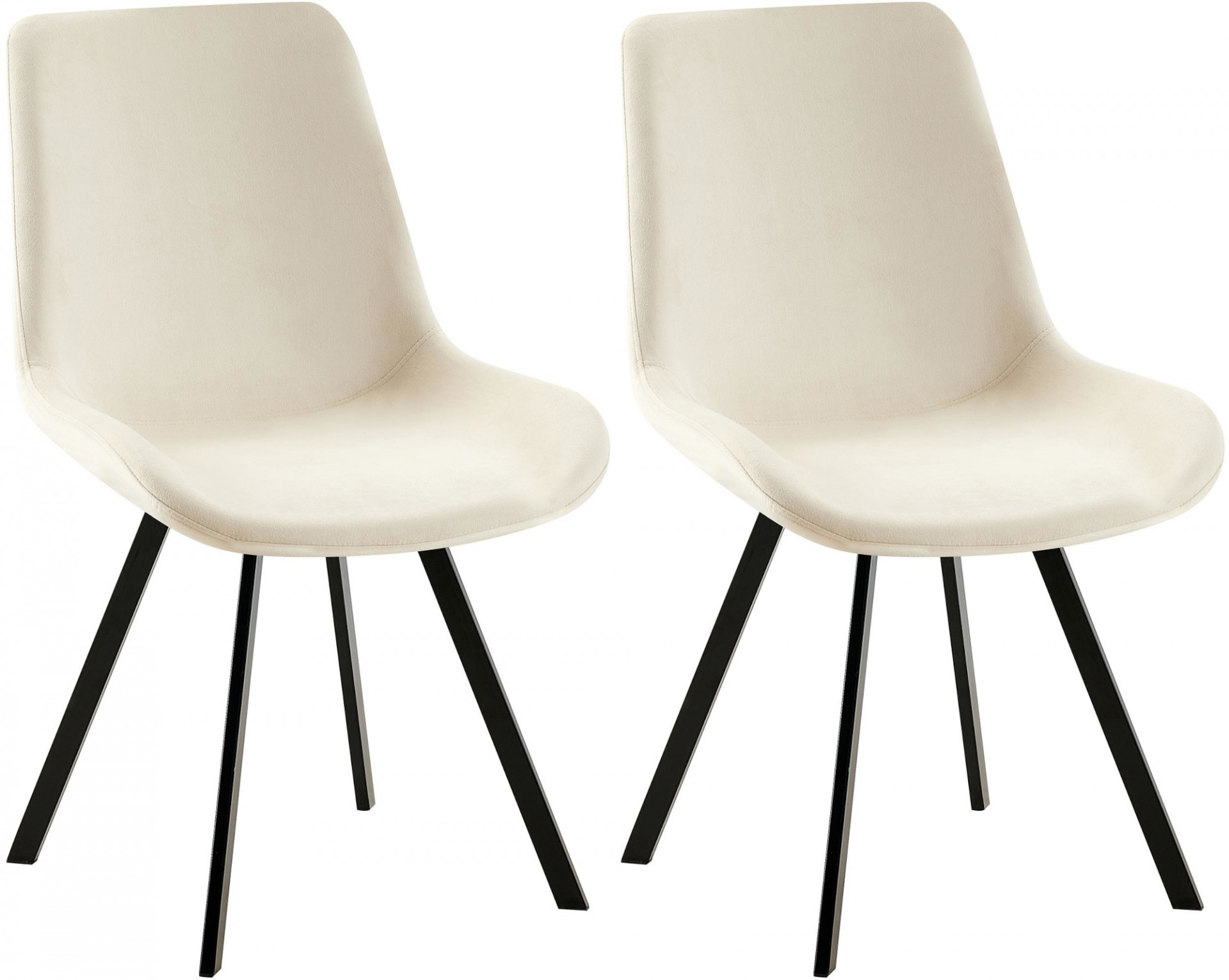 2er Set Esszimmerstuhl Lewes Samt, creme