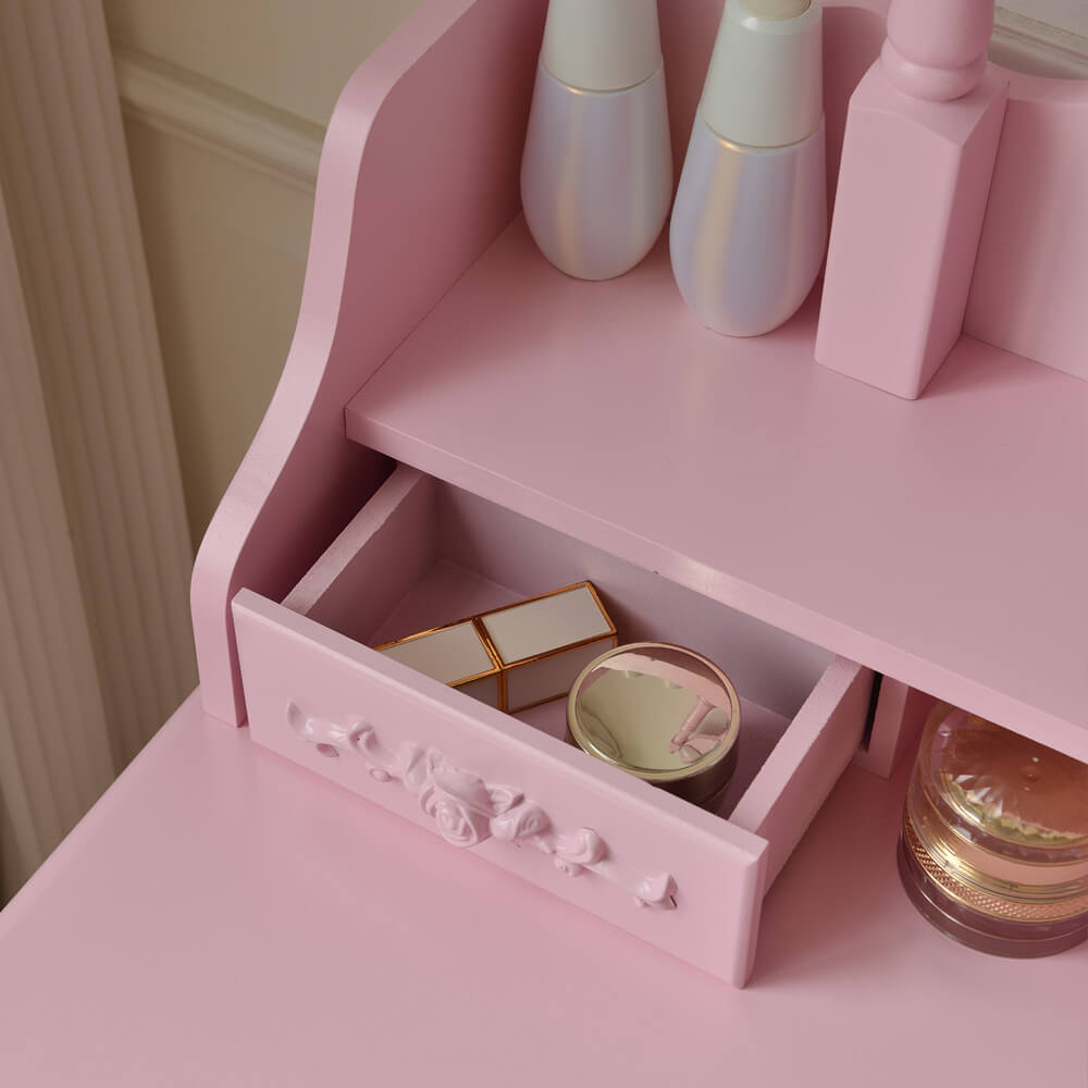 Schminktisch mit Spiegel und LED-Beleuchtung ROSY Rosa