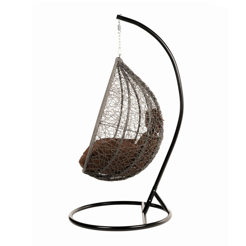 Polyrattan Hängesessel mit Regenabdeckung CIELO - Grau/Braun
