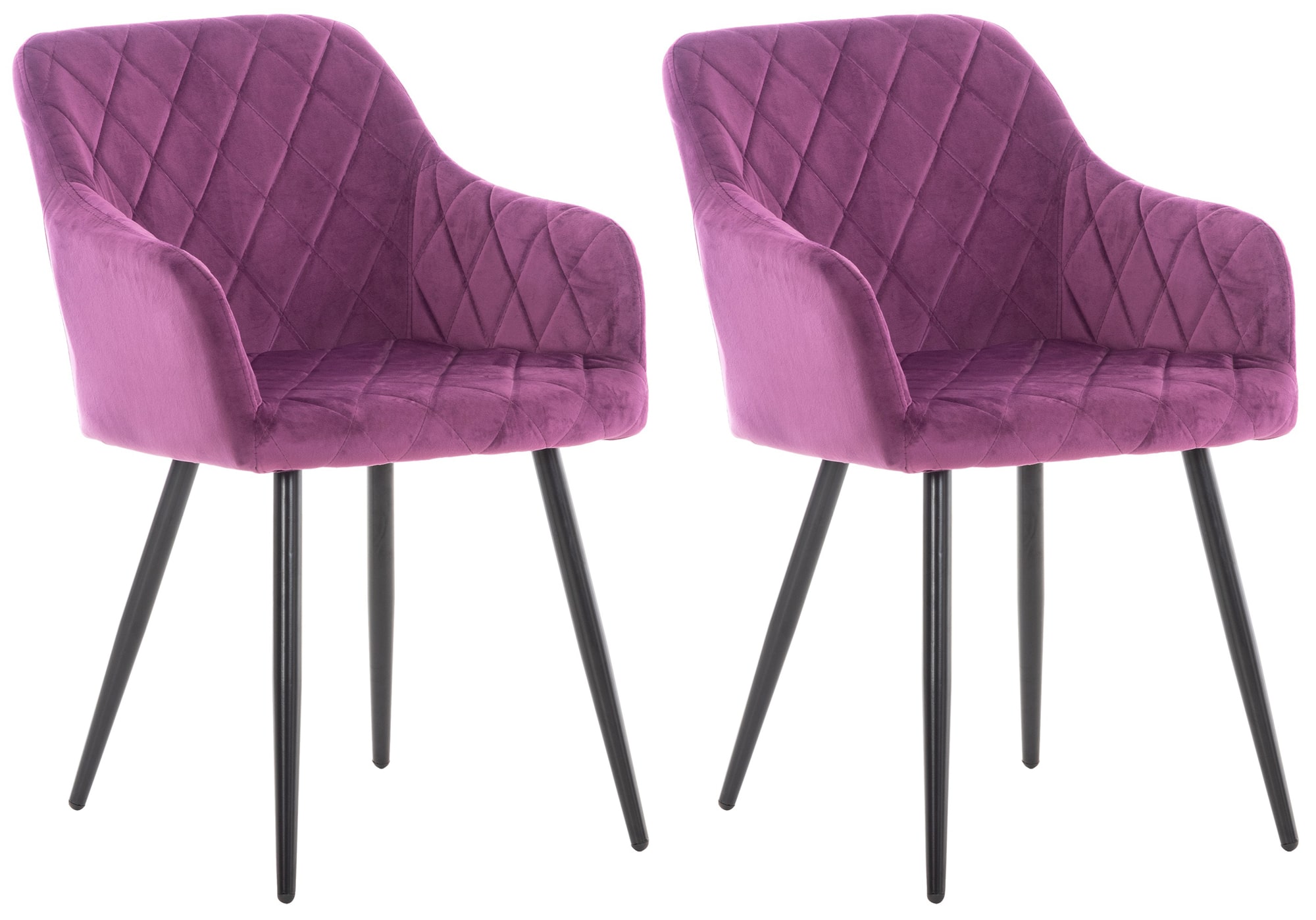 2er Set Esszimmerstuhl Shila Samt, lila