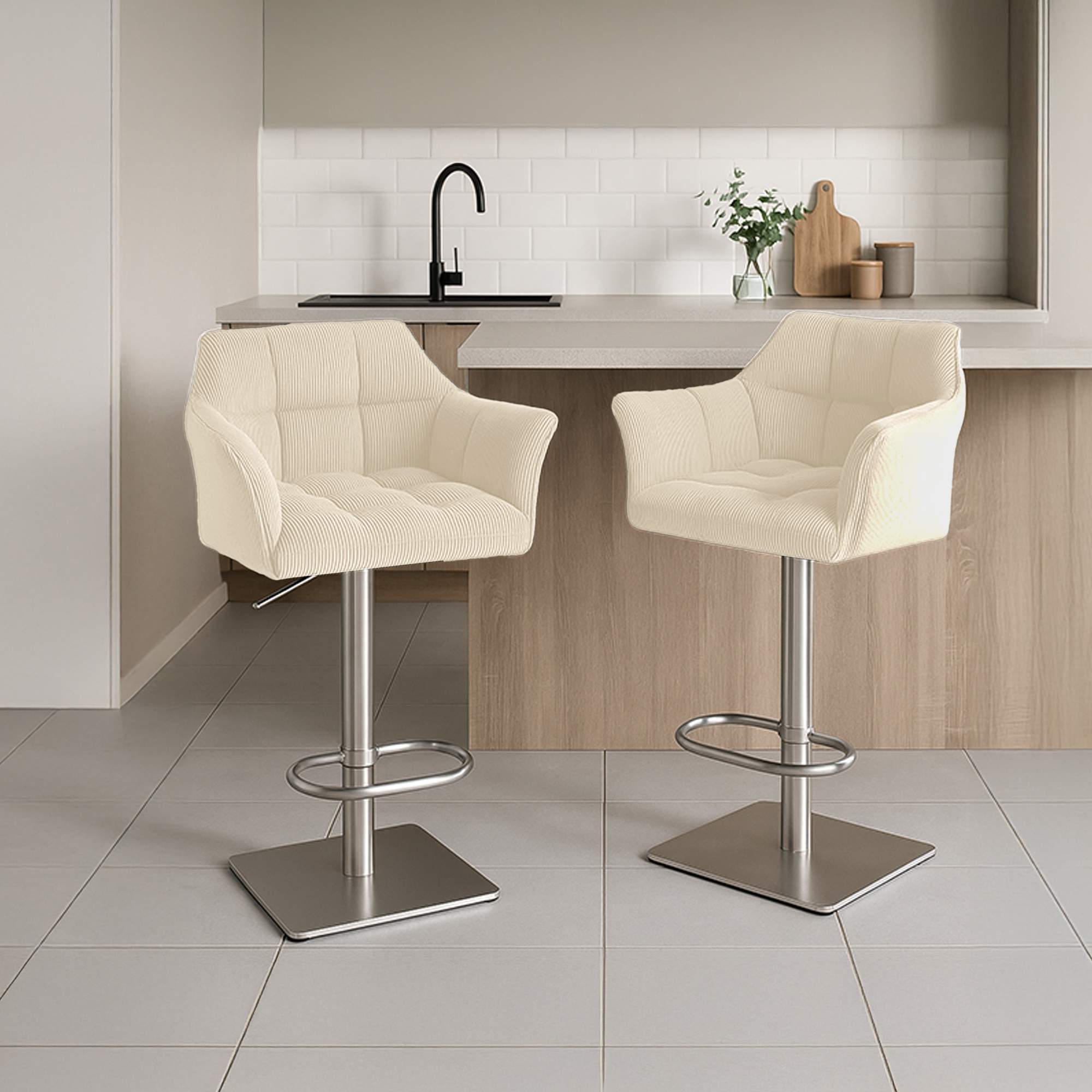 Barhocker Damaso E Cord, creme