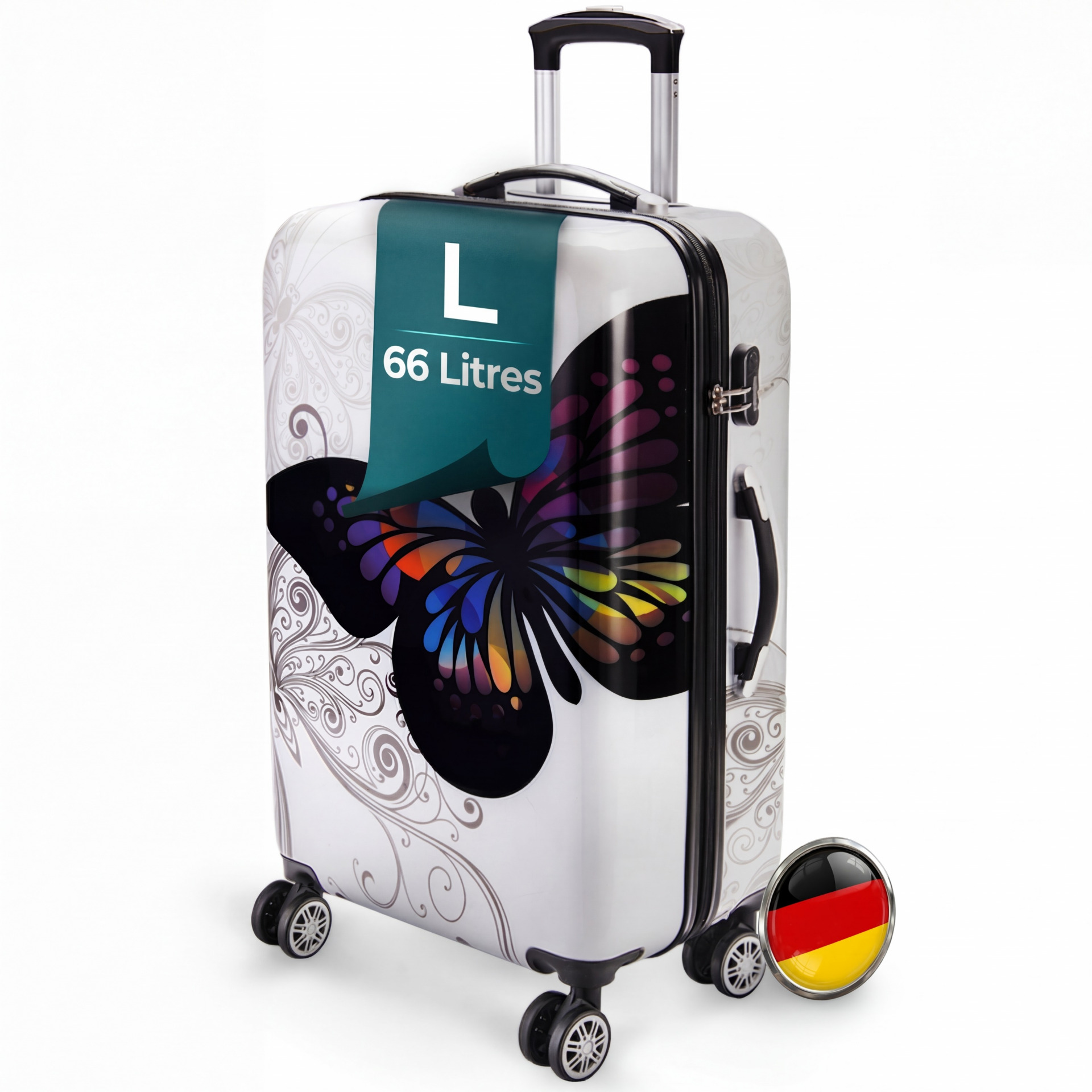 Hartschalenkoffer Rollen 360º Reisekoffer Butterfly Polycarbonat 66L
