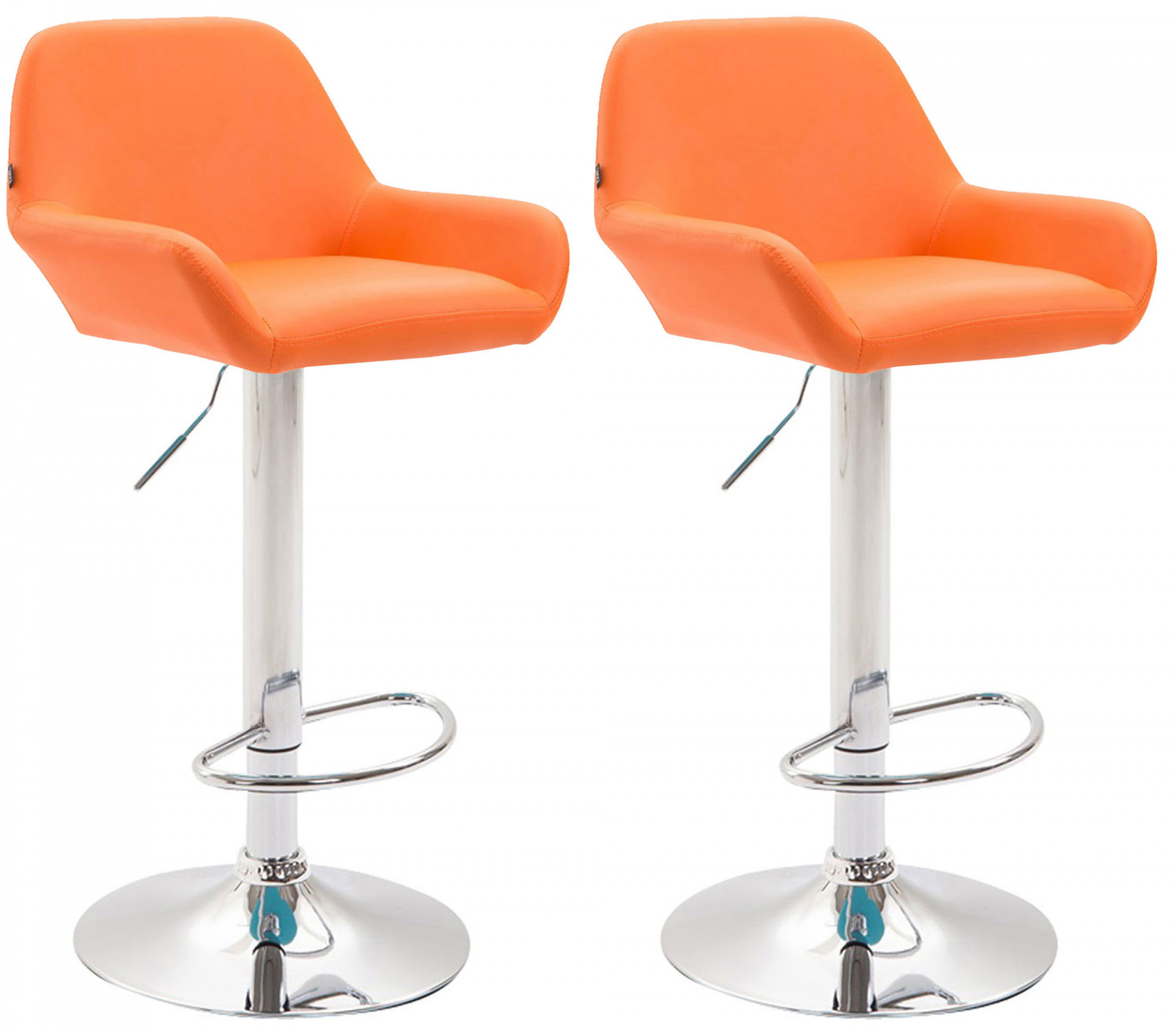 2er Set Barhocker Braga Kunstleder chrom, orange