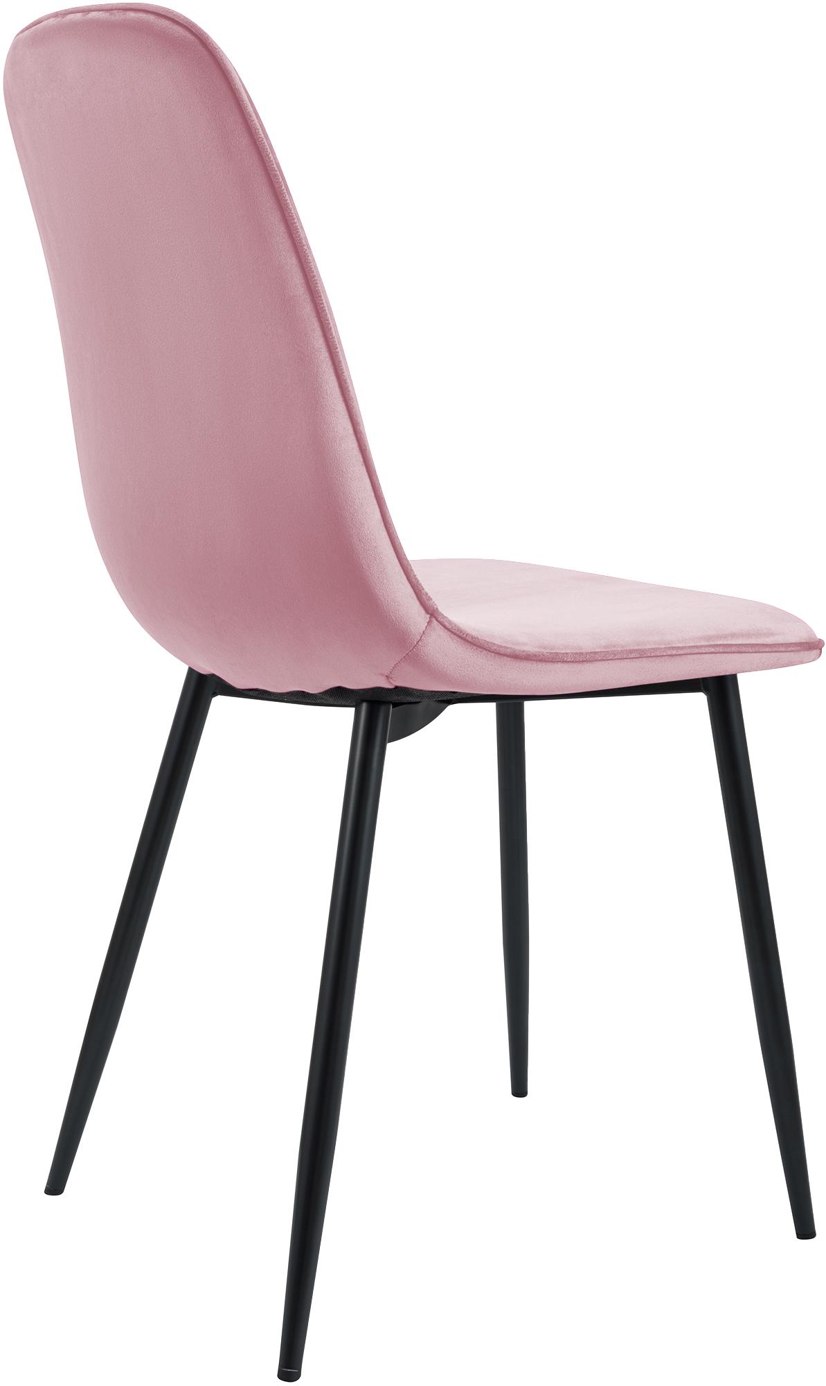 4er Set Esszimmerstuhl Maryam Samt, rosa