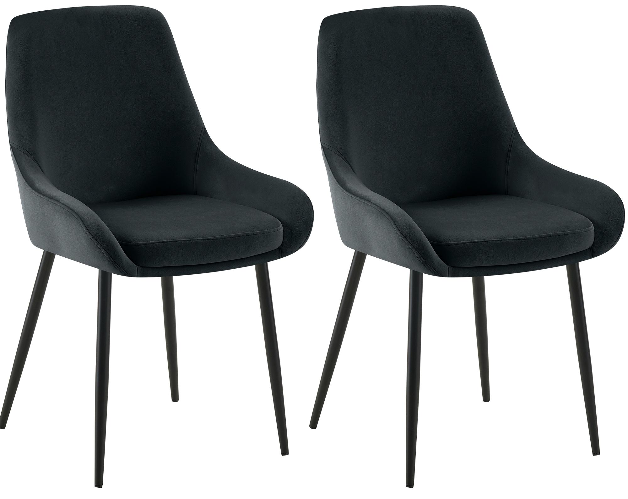 2er Set Esszimmerstuhl Elmira Samt schwarz, schwarz
