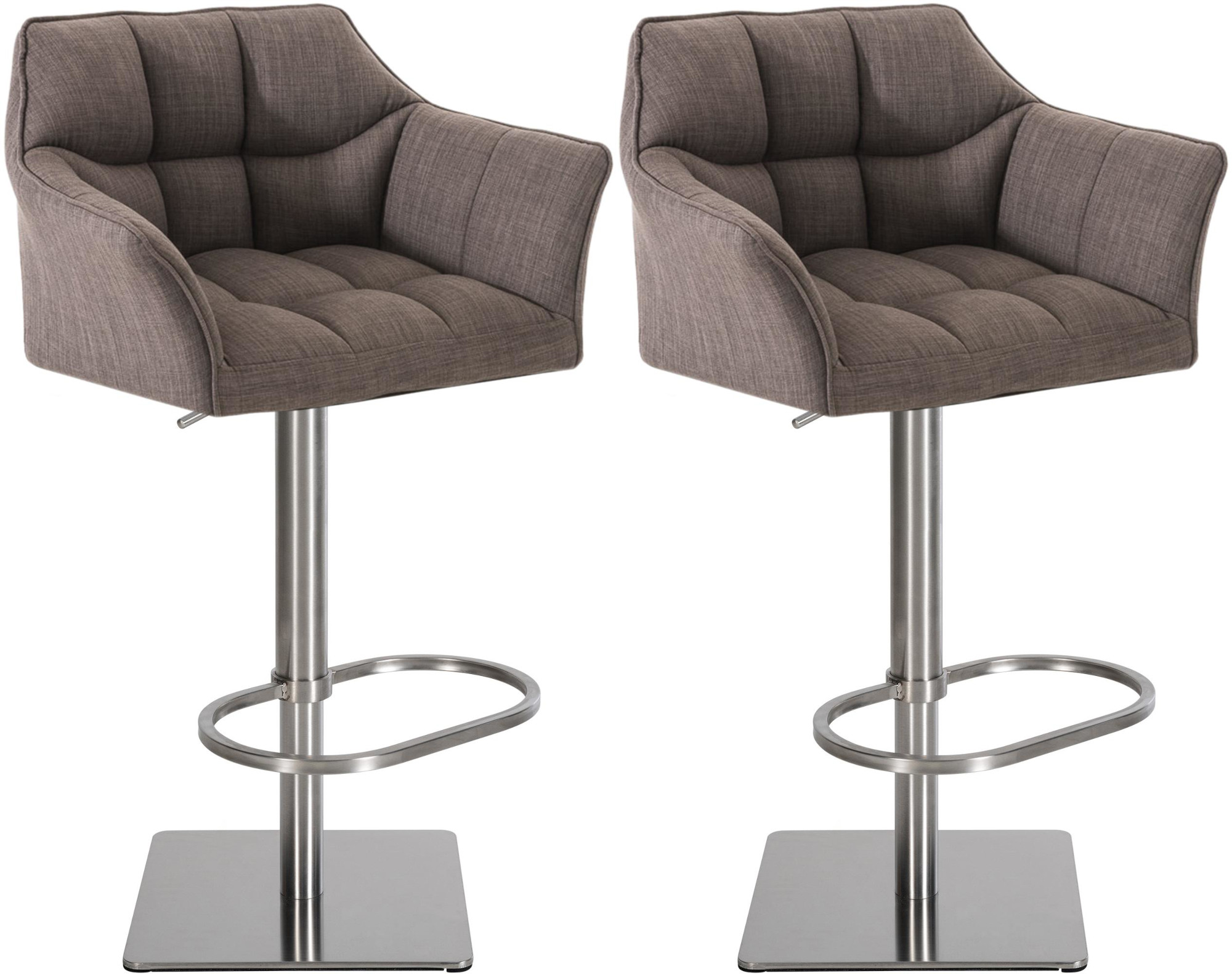 2er Set Barhocker Damaso Stoff edelstahl, grau