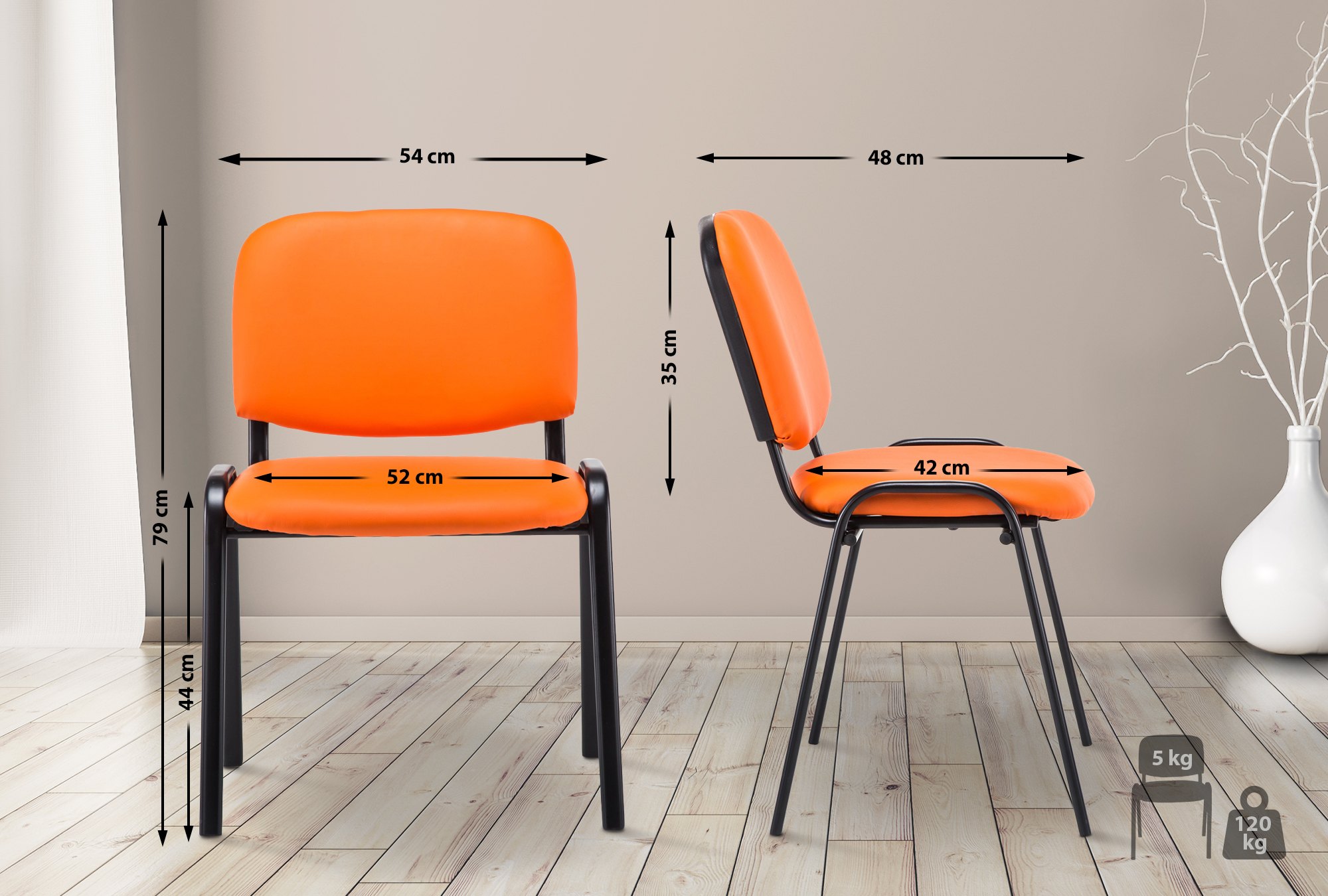Besucherstuhl Ken Kunstleder, orange