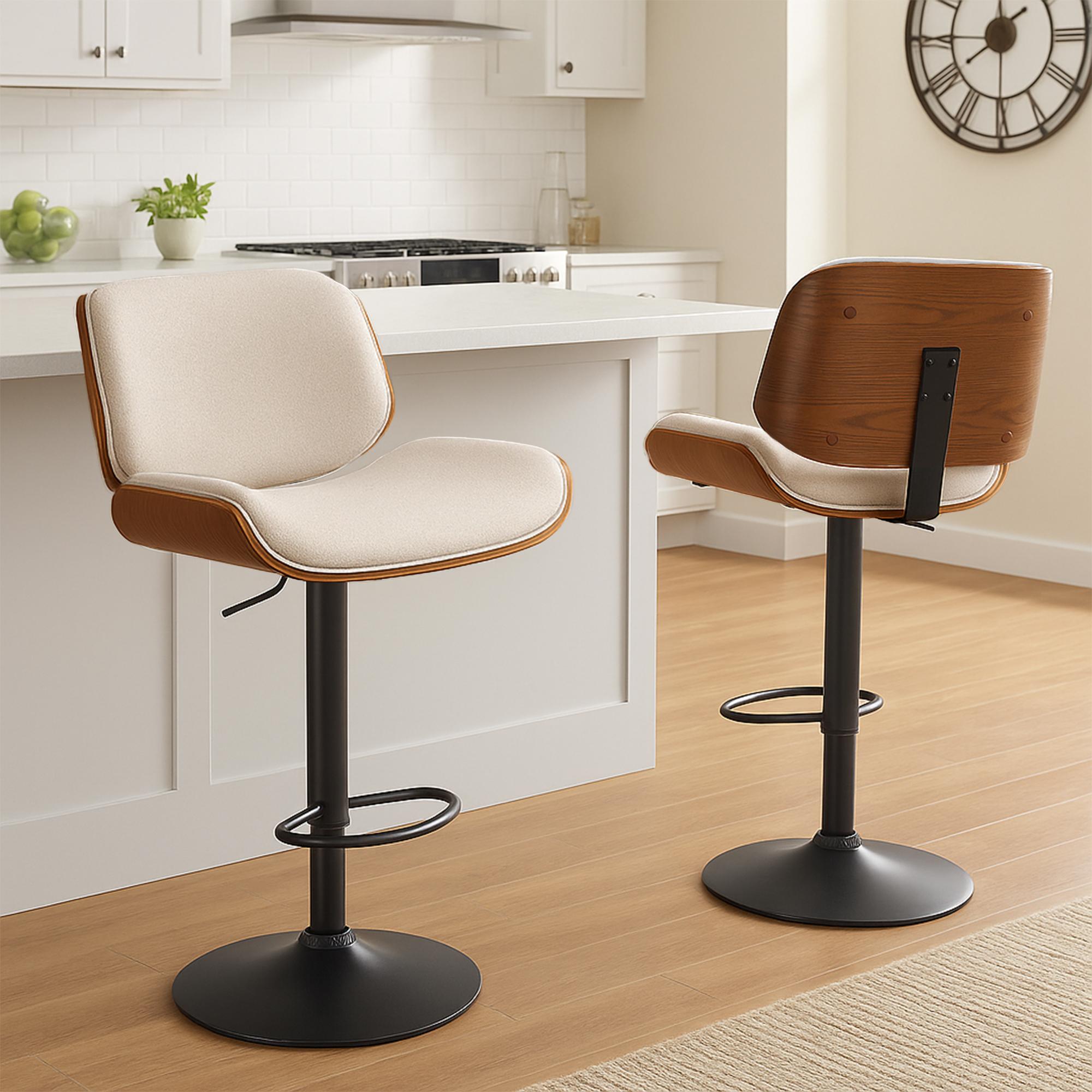 Barhocker Beverley B Stoff, walnuss/creme