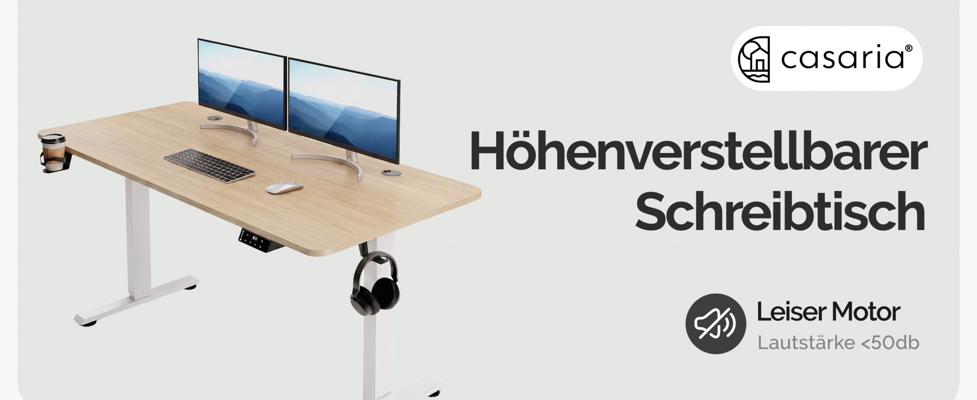 Höhenverstellbarer Schreibtisch Beige 140x60x73-118cm