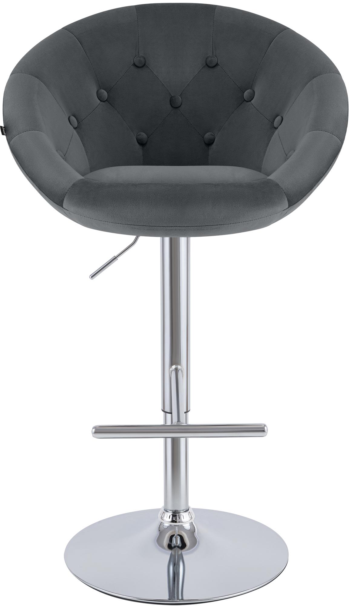 Barhocker London Samt chrom, dunkelgrau