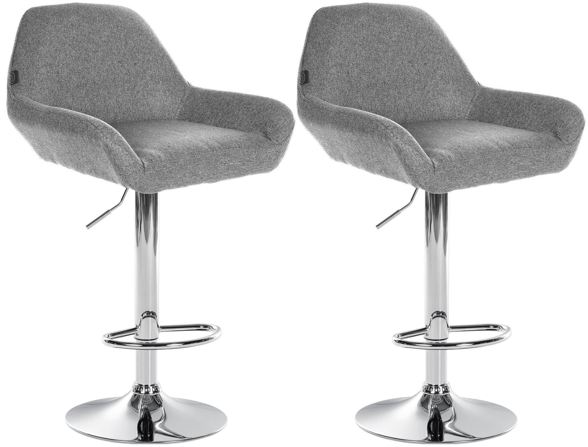 2er Set Barhocker Braga Stoff chrom, grau