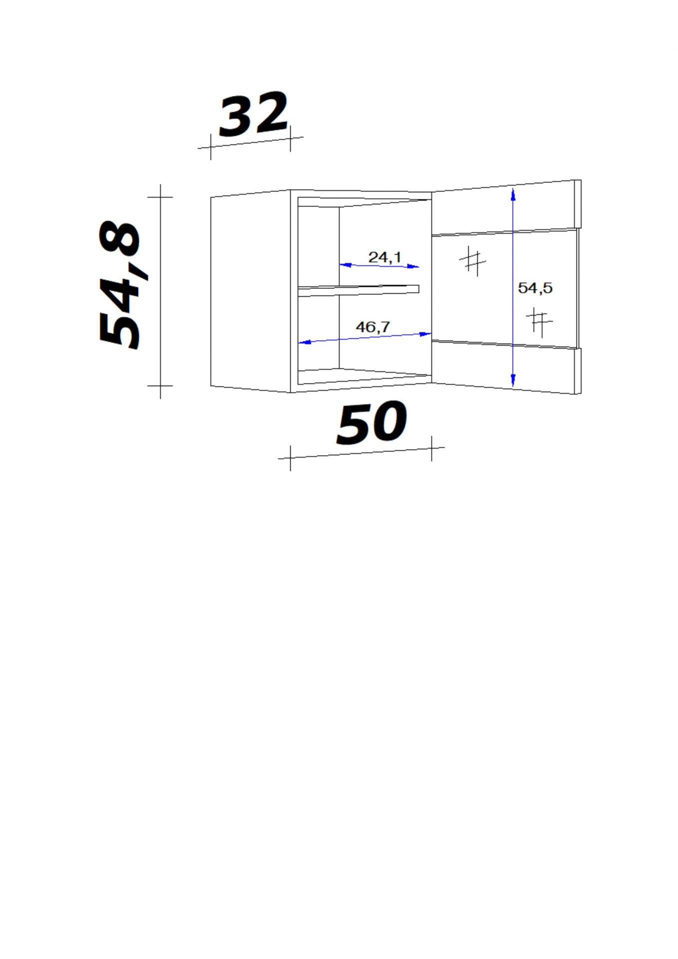 Glas-Hängeschrank CARA 50x55 cm