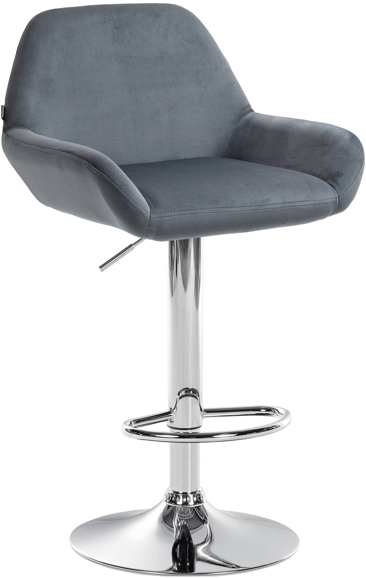 Barhocker Braga Samt chrom, dunkelgrau