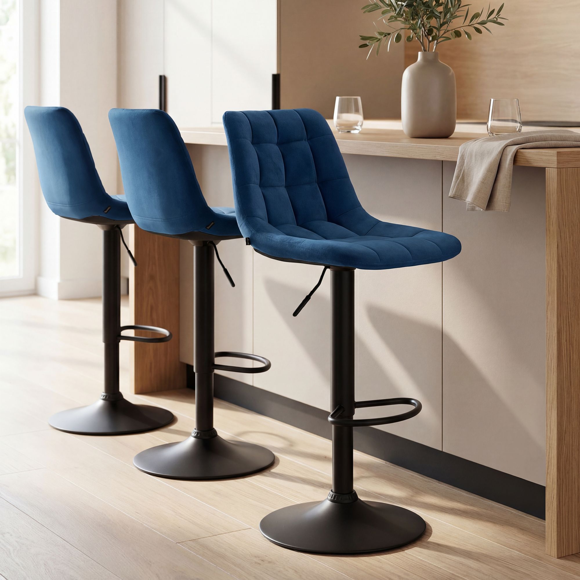 Barhocker Mapun Samt, blau