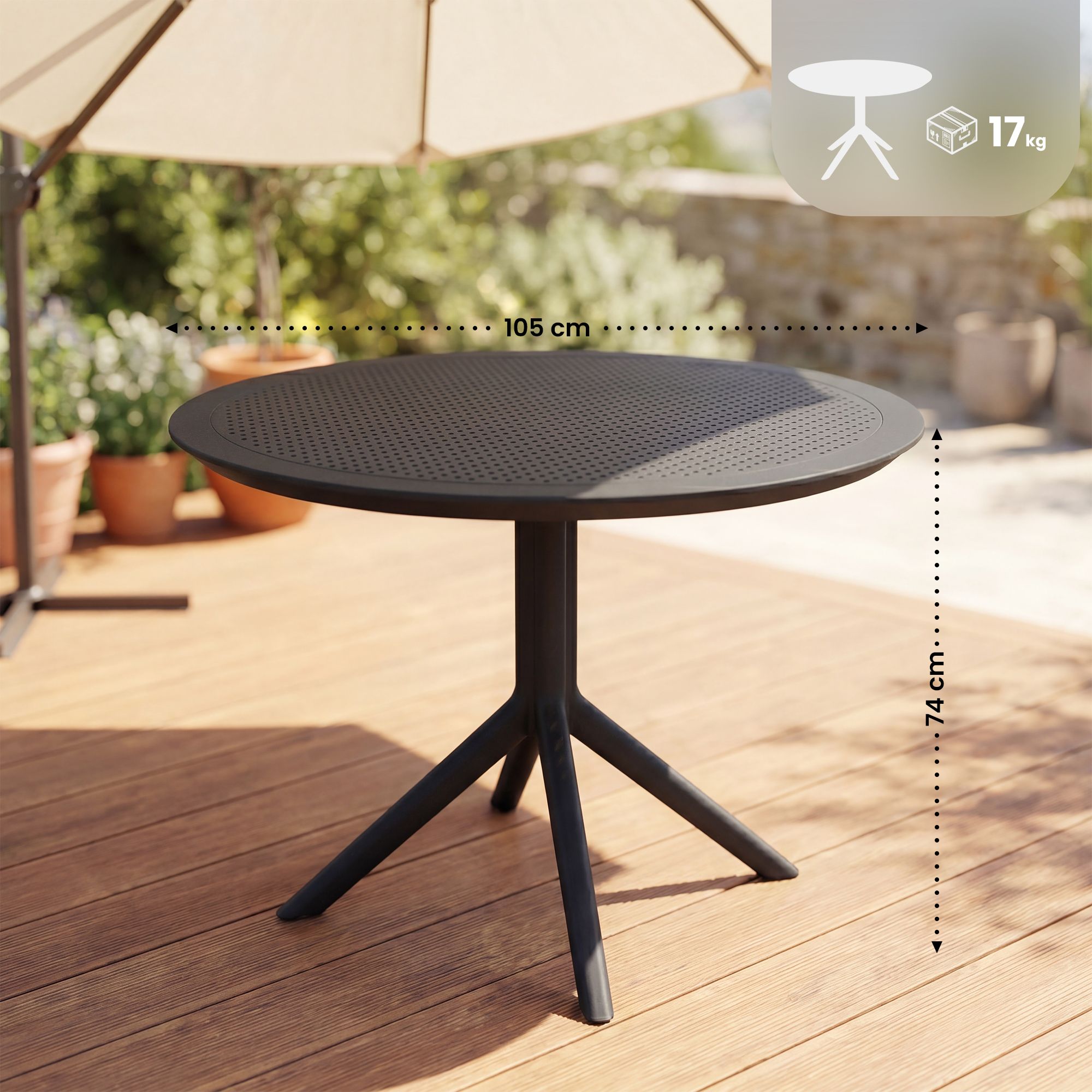 Tisch Sky rund 105 cm, schwarz