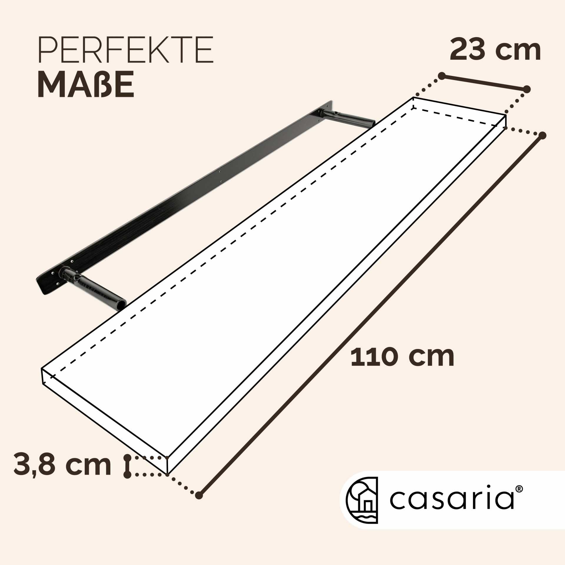 Wandregal Schweberegal 110cm Eiche dunkel + Halterung