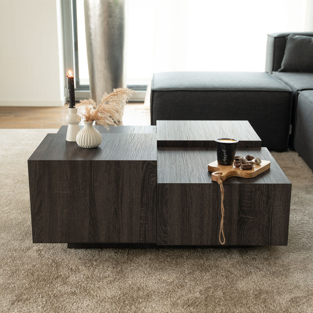 Couchtisch mit Schwebeeffekt NAYELI – 96 x 96 cm Dunkelbraun