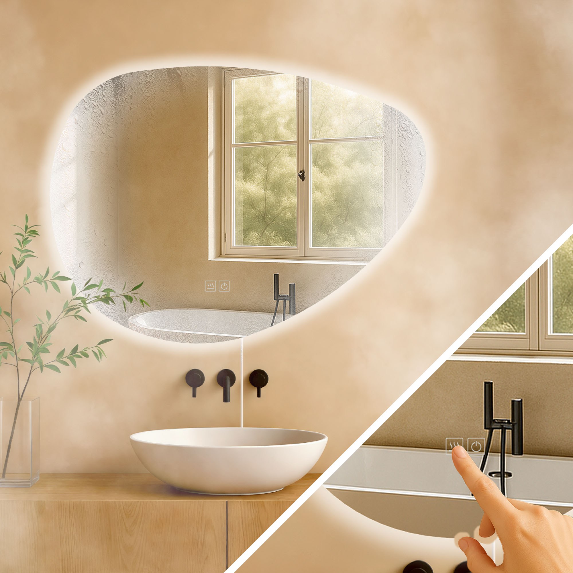 Badspiegel Almafie 65x75 ohne Bluetooth, klarglas