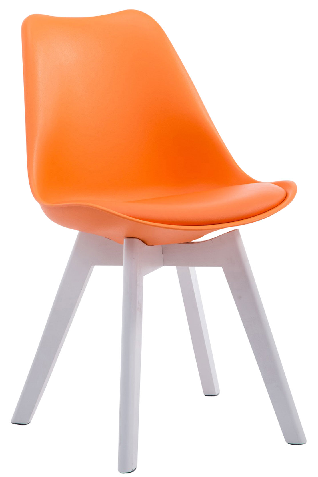 Besucherstuhl Borneo V2 Weiß Kunstleder, orange