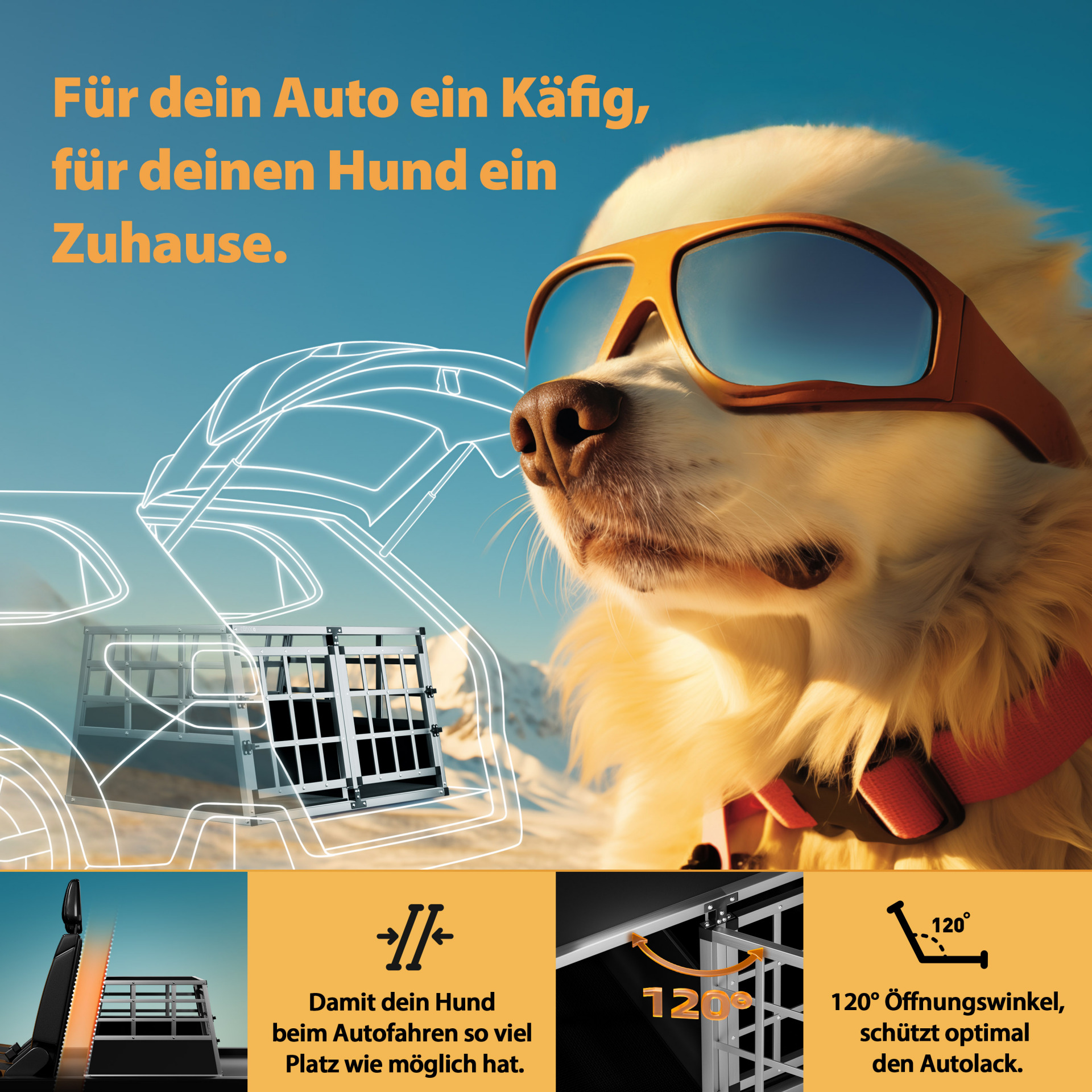 Hundetransportbox XL Alu 89x70x51cm