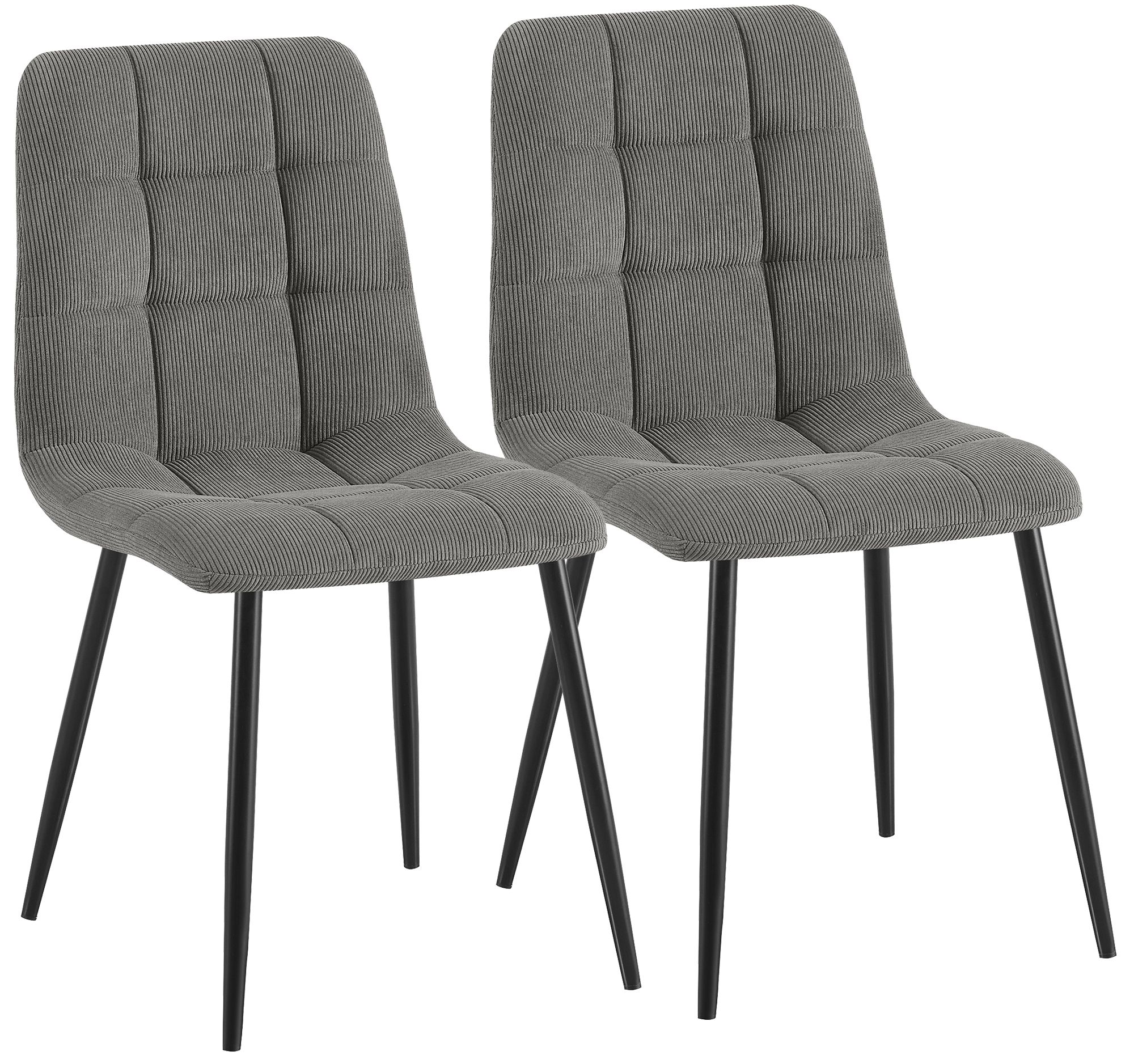 2er Set Esszimmerstuhl Antibes Cord, grau
