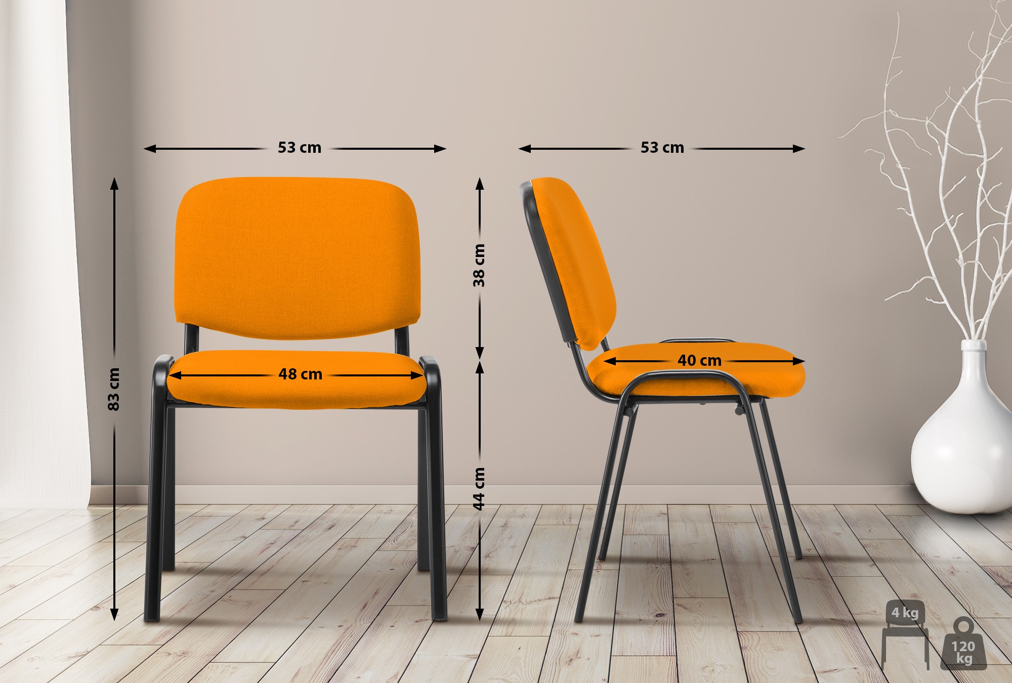 Besucherstuhl Ken Stoff, orange