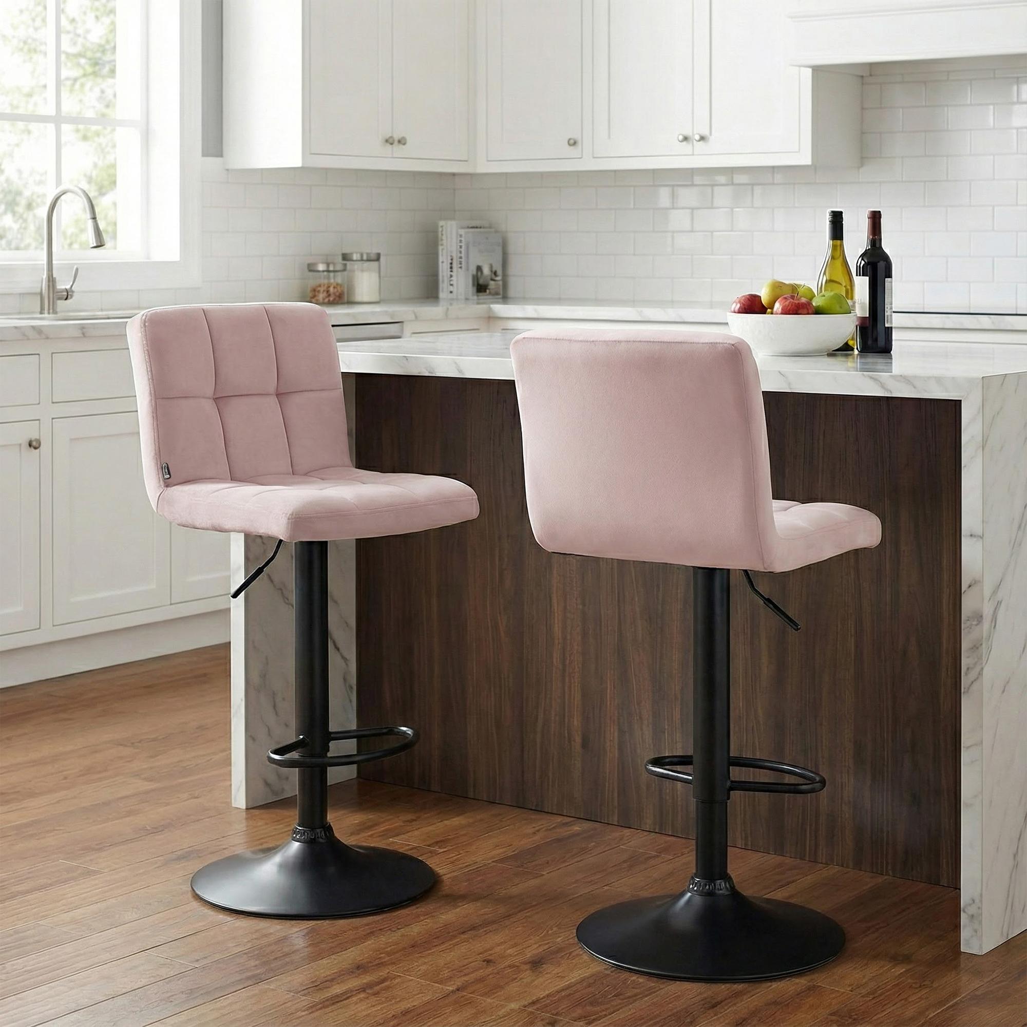 Barhocker Peru Samt schwarz, rosa
