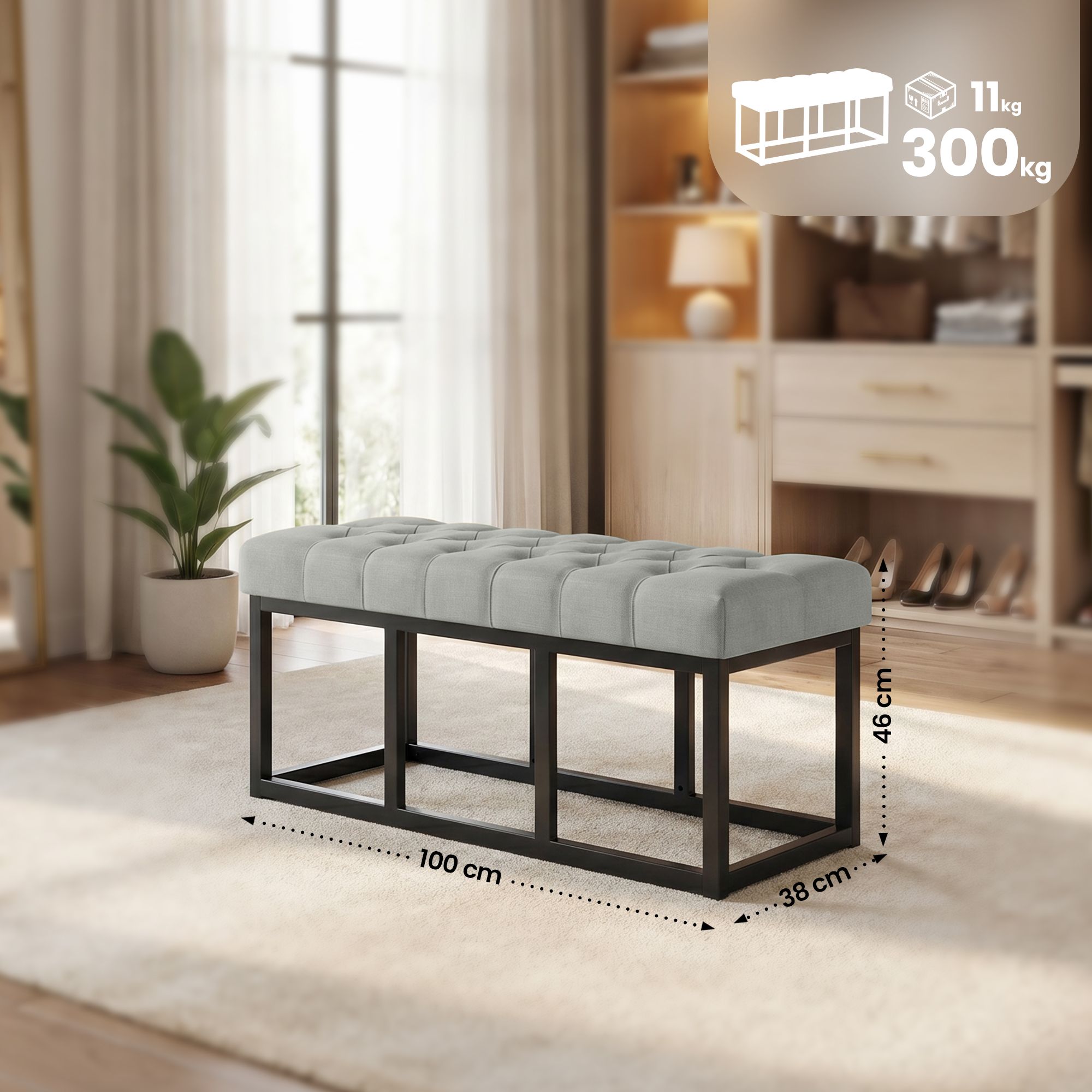 Sitzbank Amun Stoff B100, grau