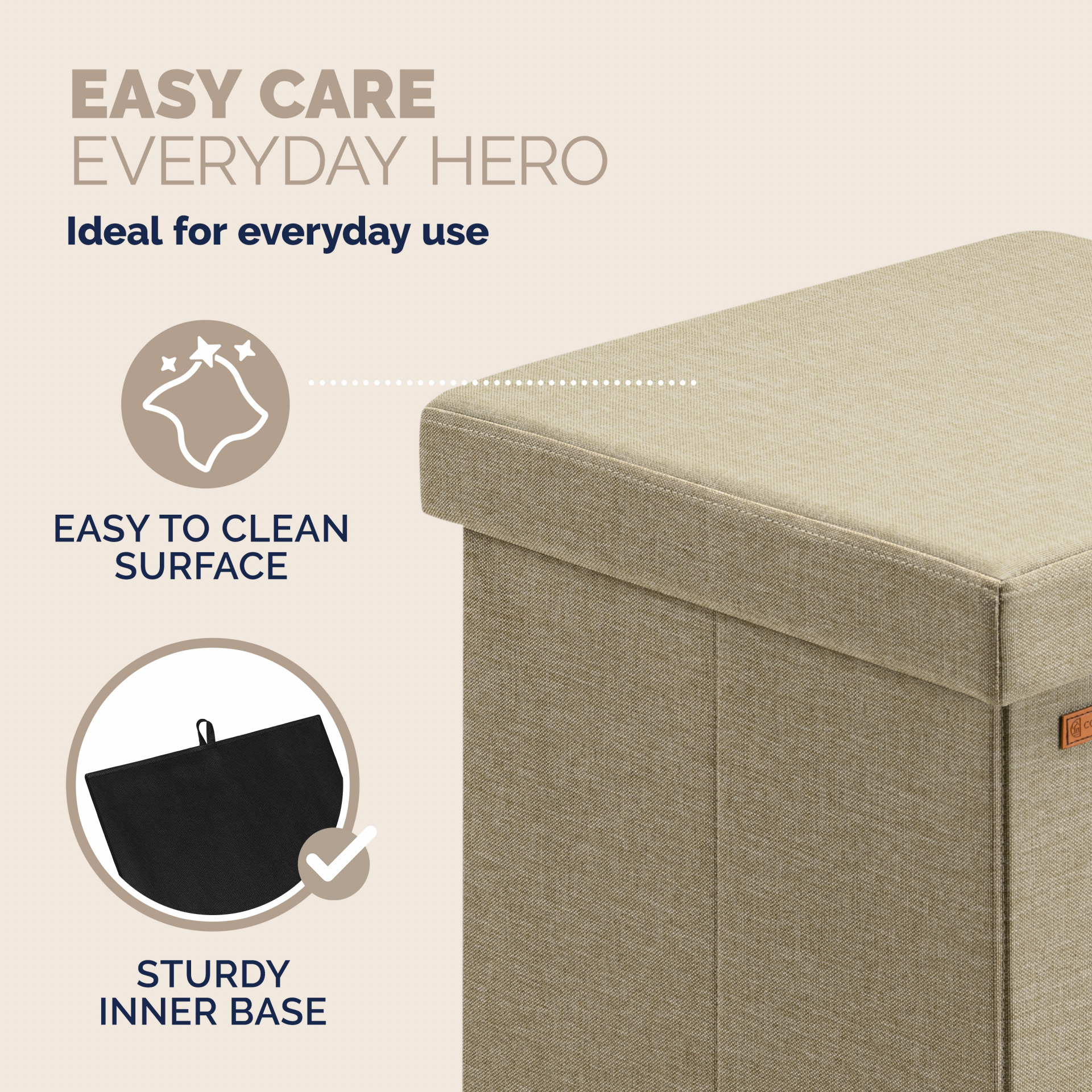 Sitzhocker Beige 38x38x38cm faltbar