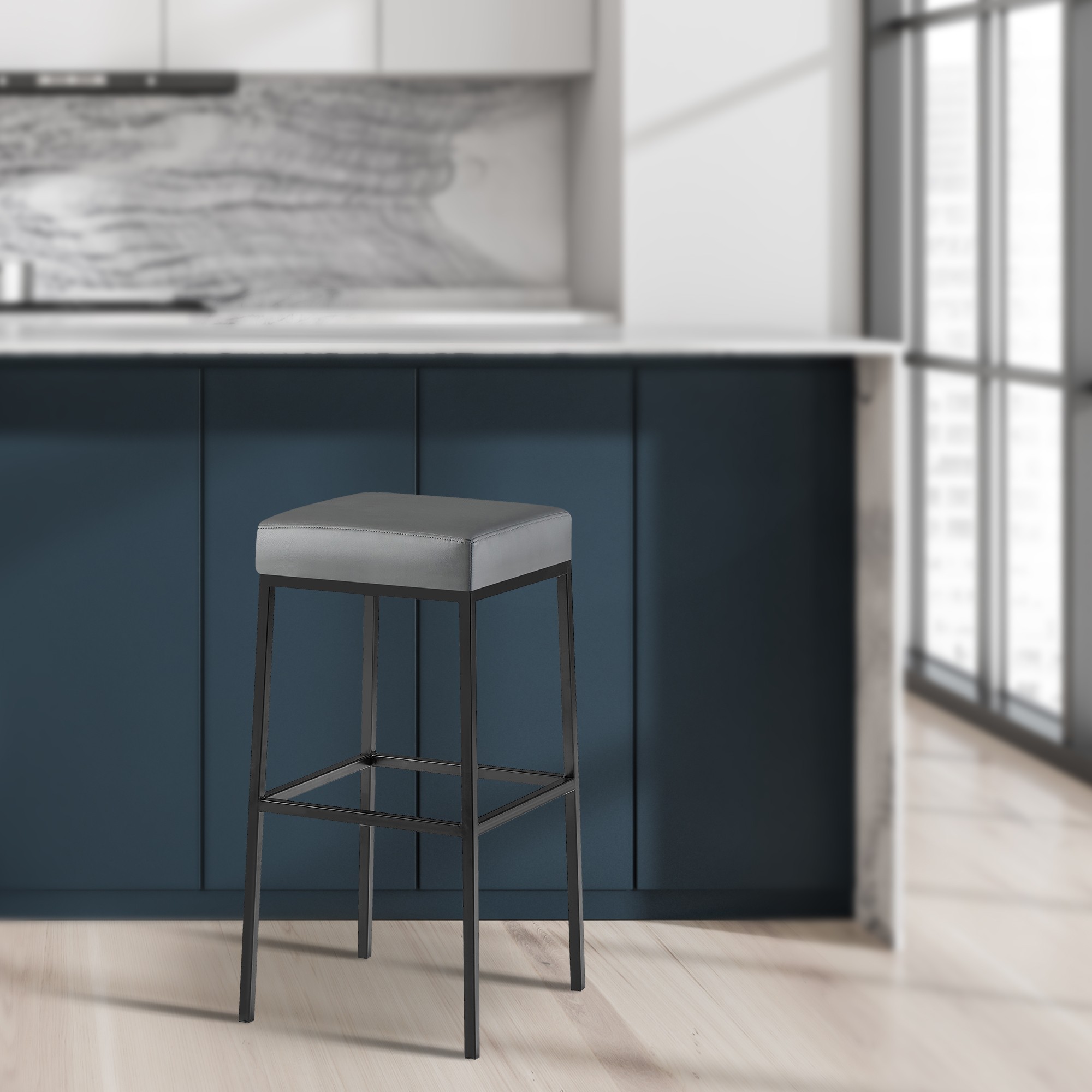 2er Set Barhocker Montreal 80 Kunstleder schwarz, grau