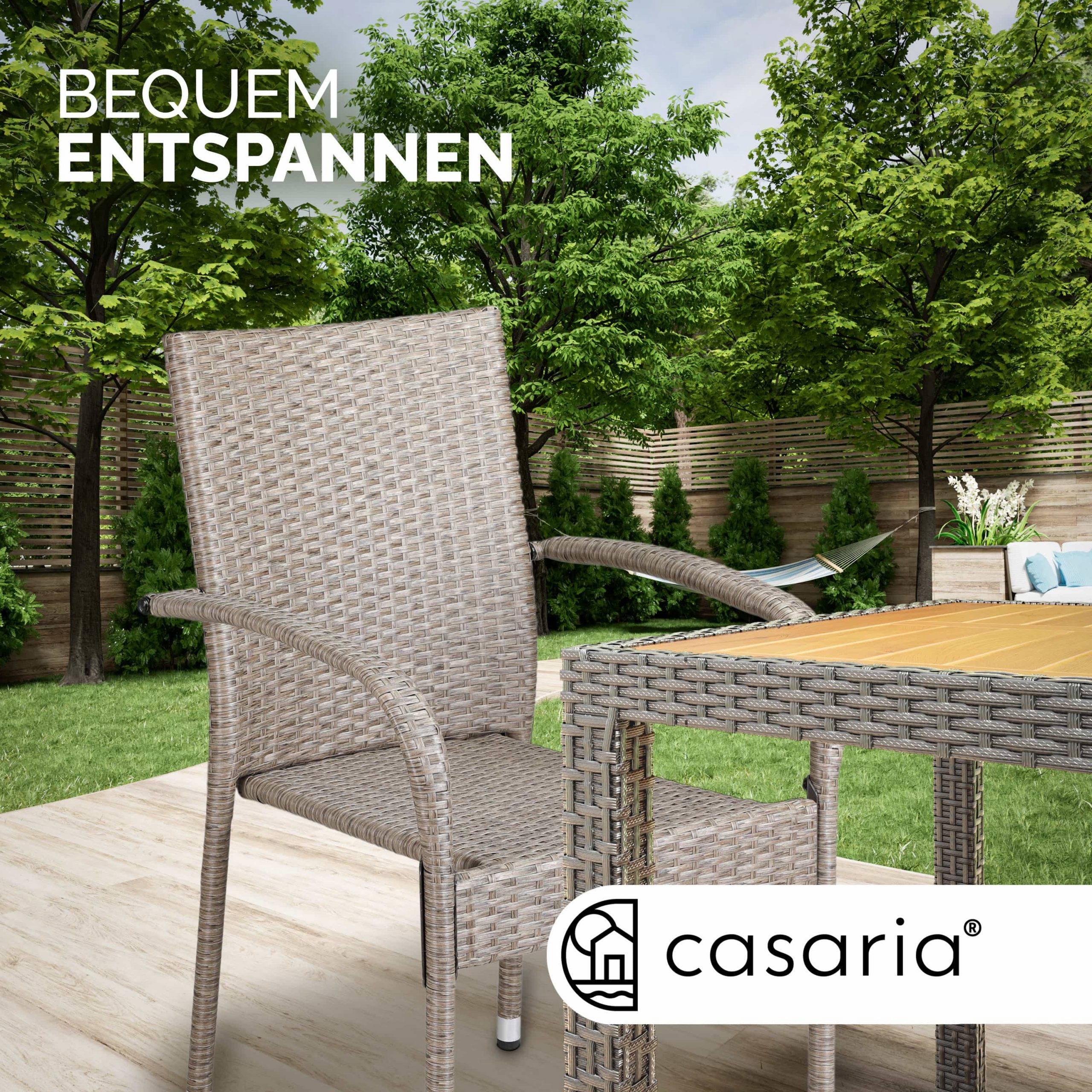 Polyrattan Stapelstuhl Comfort 4er-Set Creme