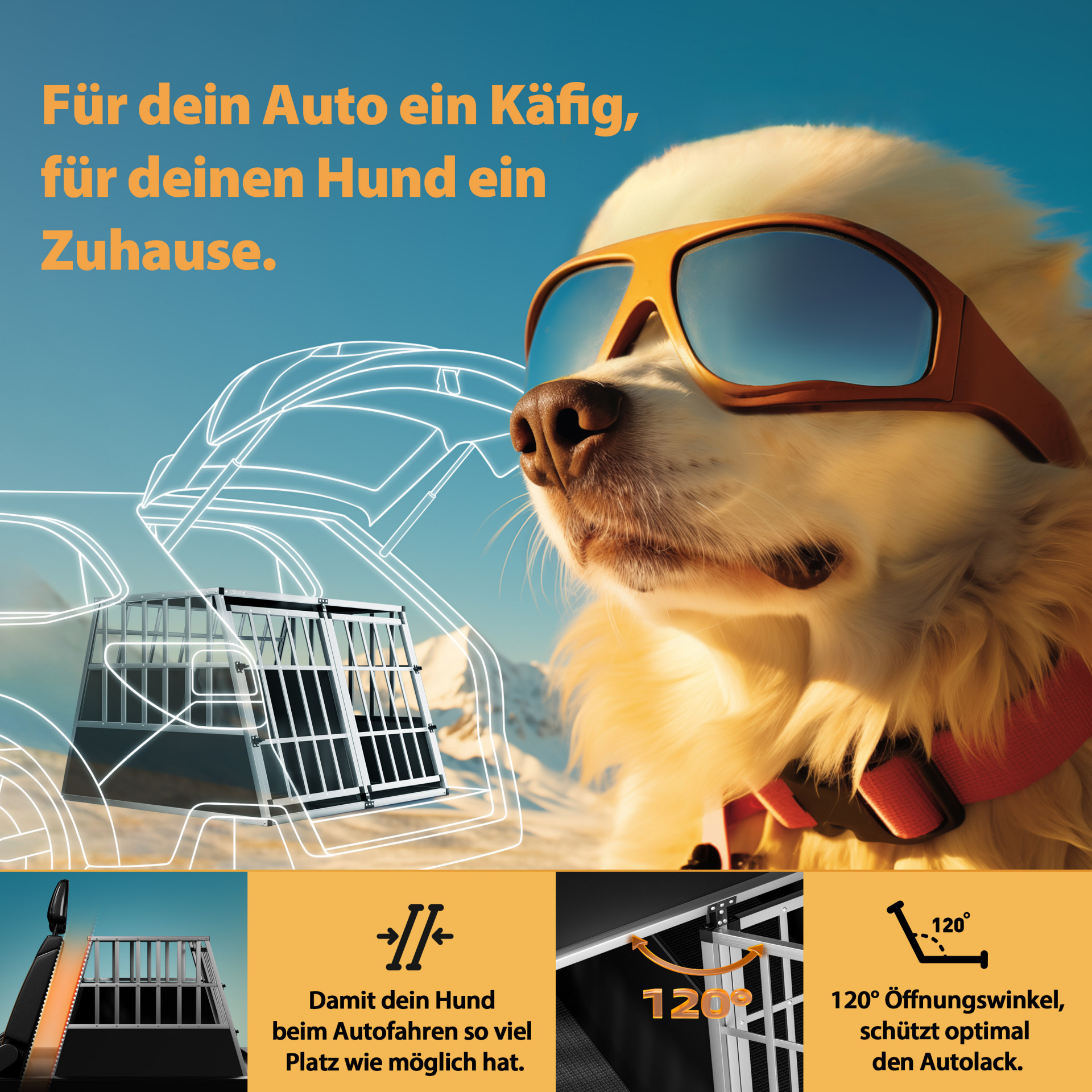 Hundetransportbox XXL 97x90x70cm Alu