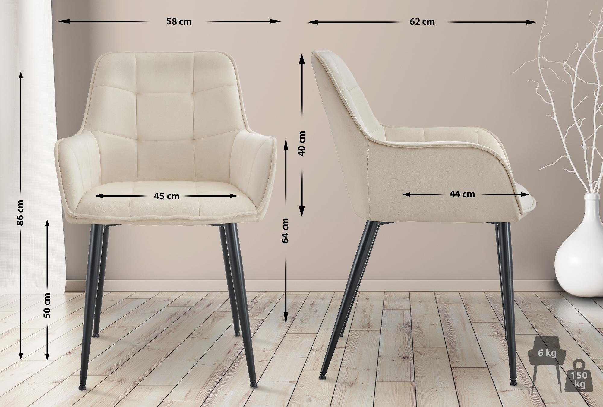 Esszimmerstuhl Ferndale Samt, creme