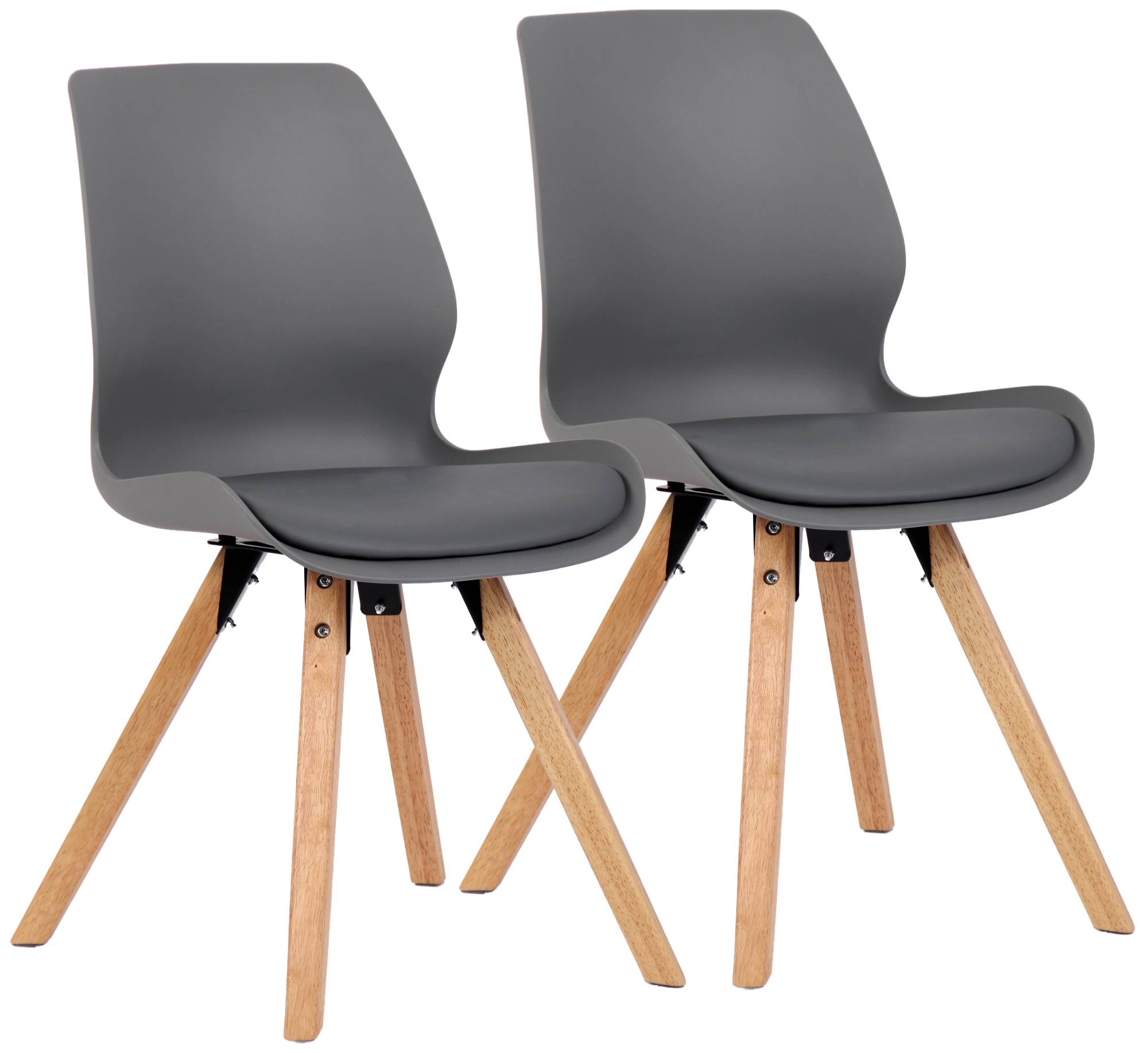 2er Set Stuhl Luna Kunststoff, grau