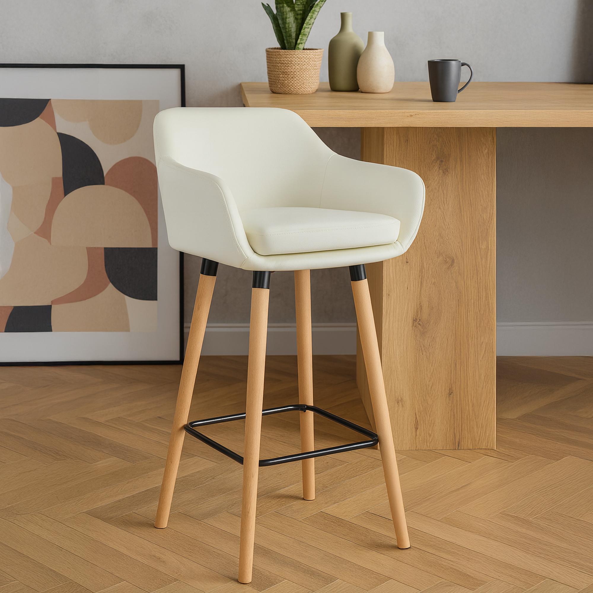 2er Set Barhocker Grant Kunstleder, creme