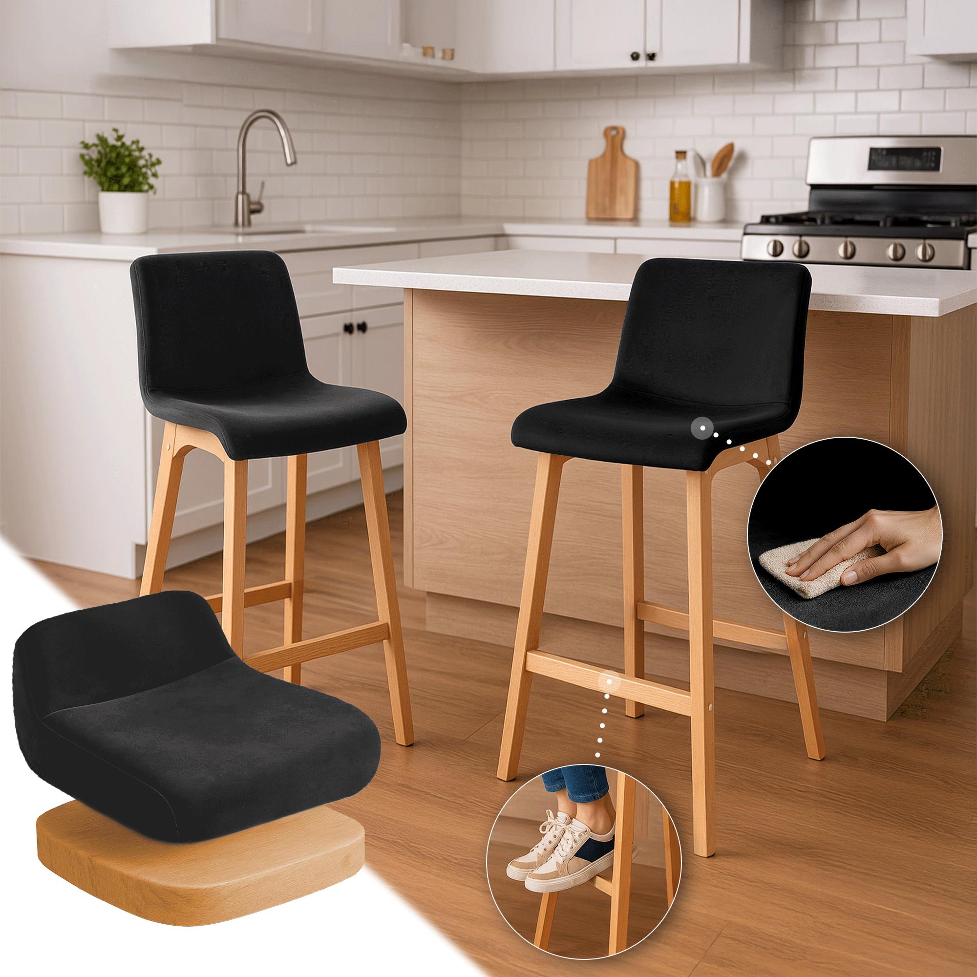 Barhocker Hoover Samt Natura, schwarz